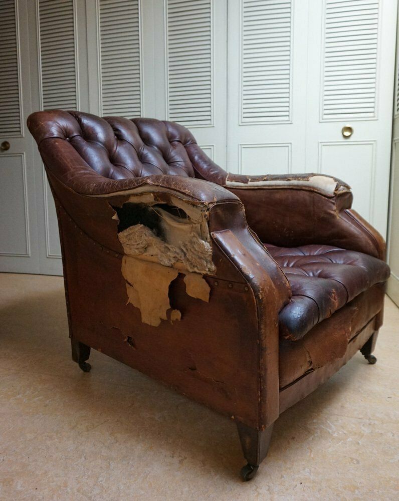 Gentlemans Armchair In Distressed Leather, 1840s photo 1594.0
