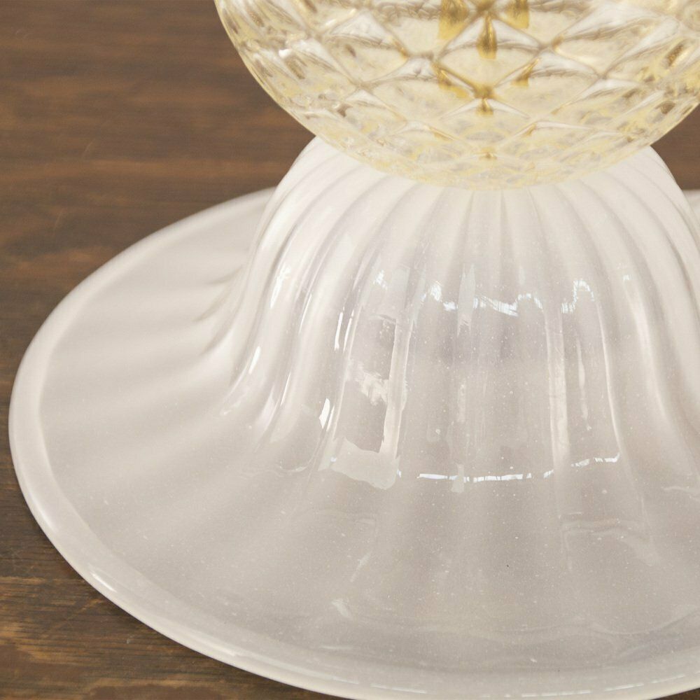 Silk White Murano Glass Table Lamp With Gold Leaf Decorations, Italy, 1980s photo buy
