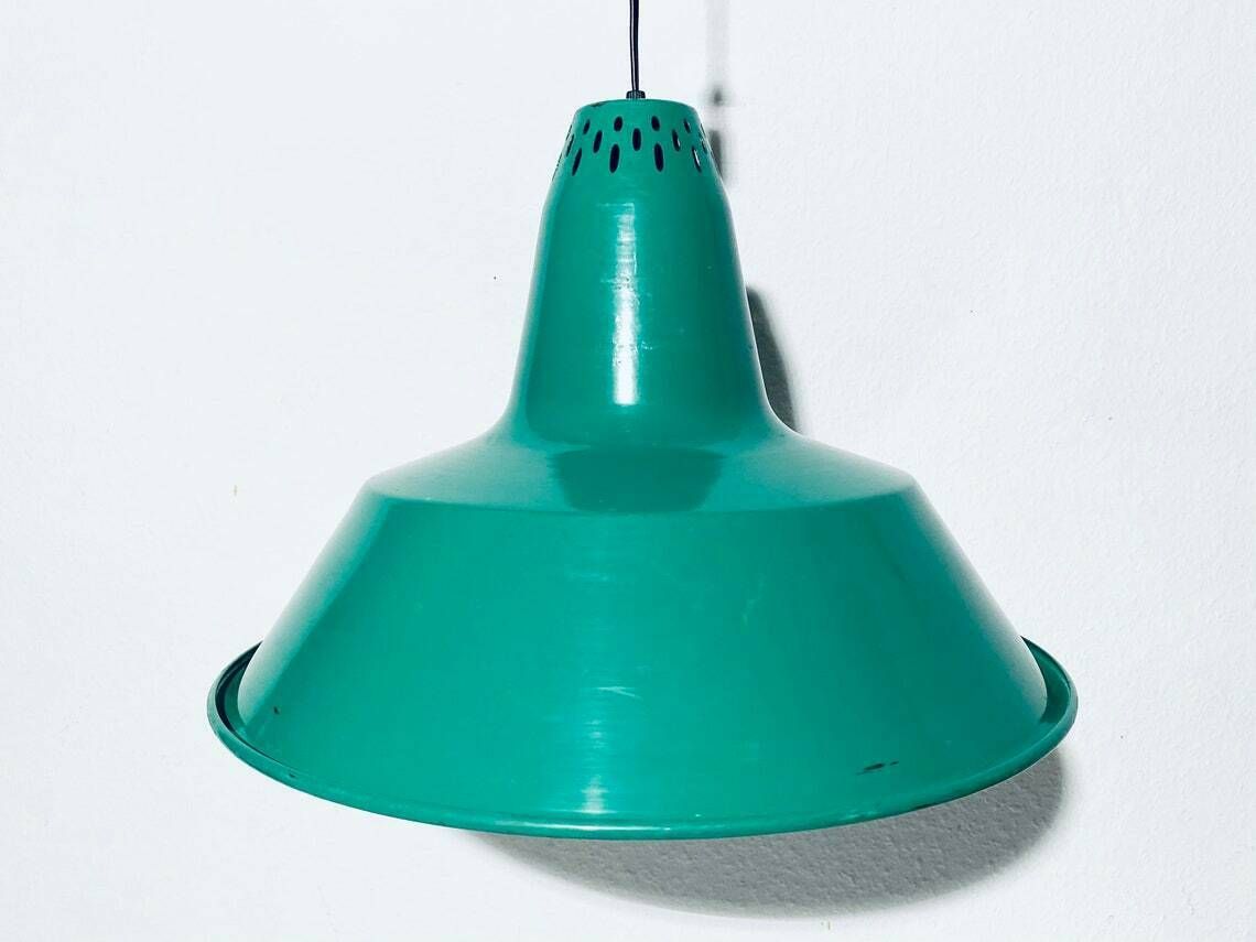 Emarald Green Enamel Industrial Hanging Lamp  Vintage Decor photo 156.0