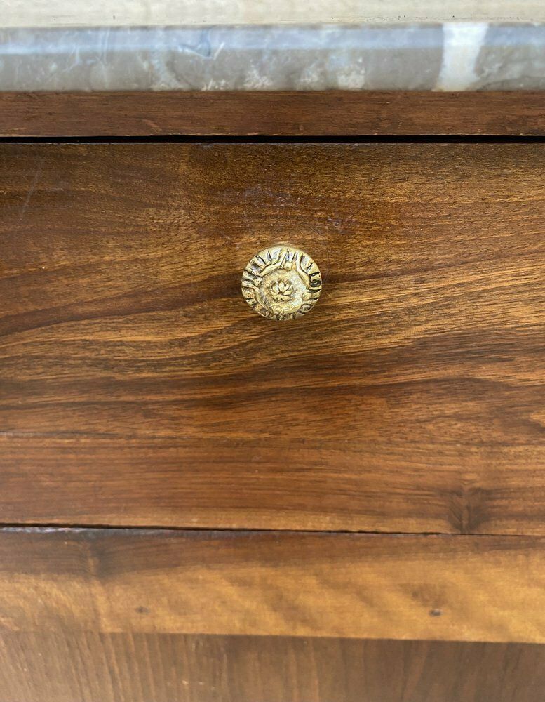 photo furniture 20th Century Biedermeier Nightstand With Marble Top & One Drawer & Door, 1900s
