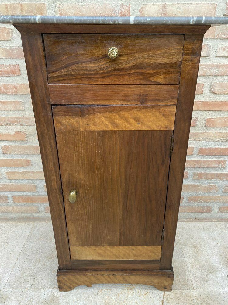 photo for sale 20th Century Biedermeier Nightstand With Marble Top & One Drawer & Door, 1900s