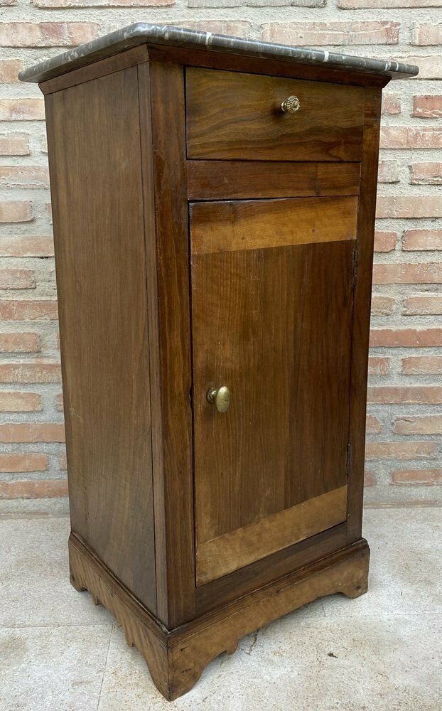 1391.0 20th Century Biedermeier Nightstand With Marble Top & One Drawer & Door, 1900s photo