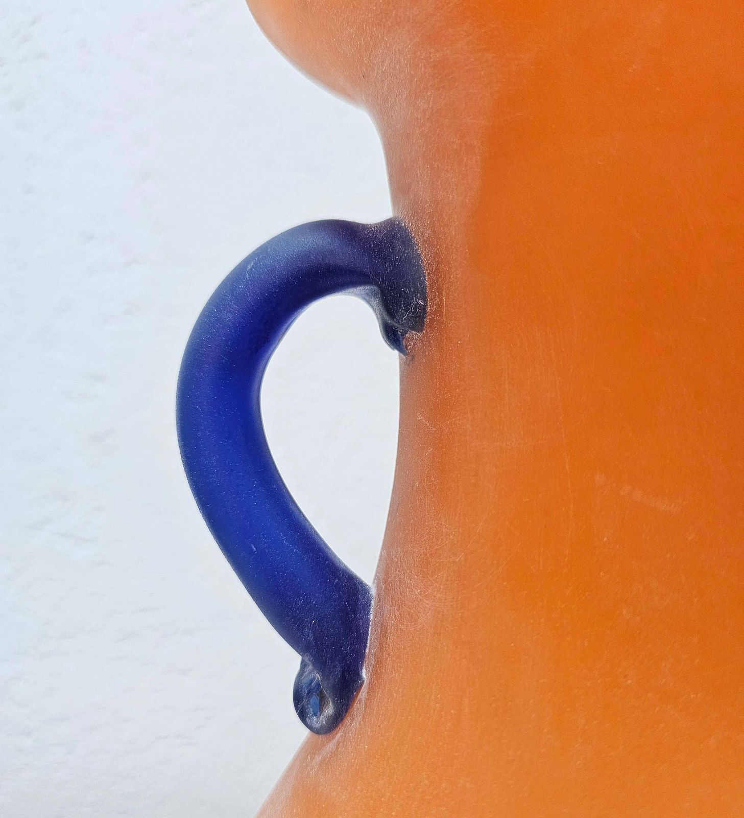 Large Murano Glass Scavo Vase Done In Bright Orange Glass Designed By Carlo Moretti // Stunning Murano Glass Vase // Made In Italy In 1970s photo furniture