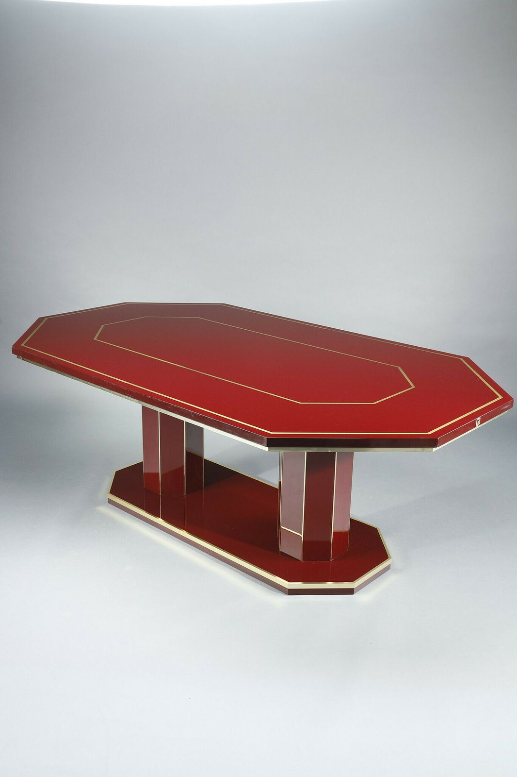 Dining Table In Lacquered Wood And Gilded Brass Designed By Paco Rabanne photo furniture