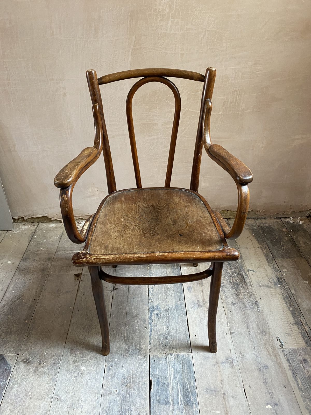 Bentwood Elbow Chair. Classic Design With Stamp On Seat