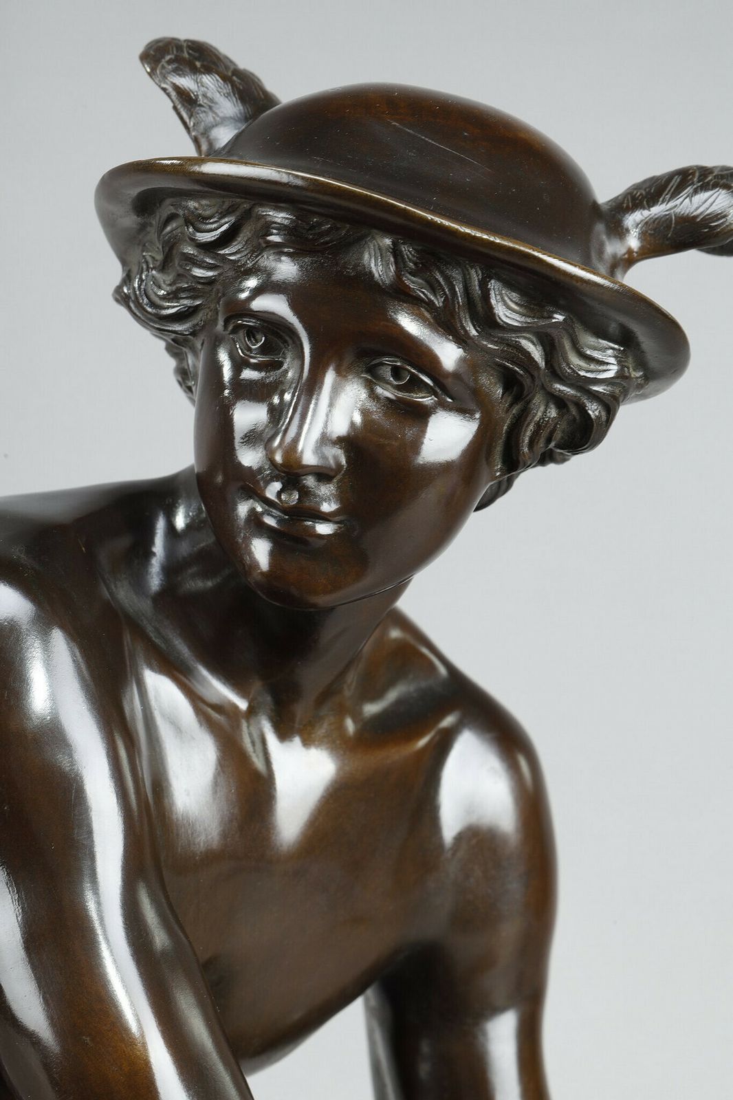 photo for sale Large Bronze After Pigalle, "Mercure Attachant Ses Talonnières", 19th Century