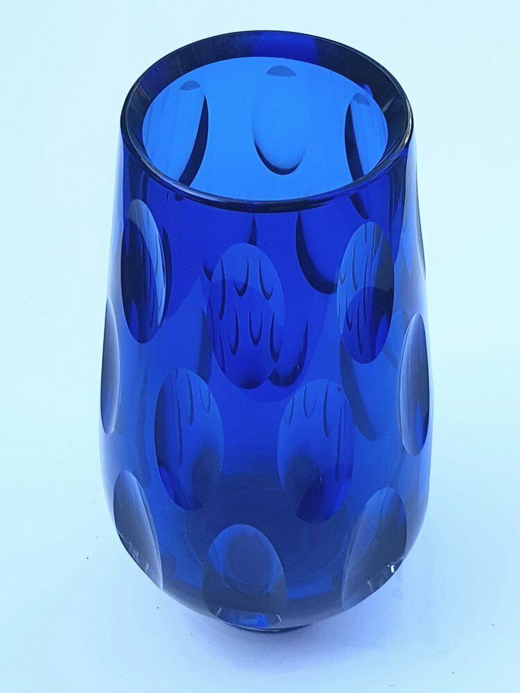 Cobalt Blue Vase With Lens Cut Decor From Wmf, 1960s photo furniture