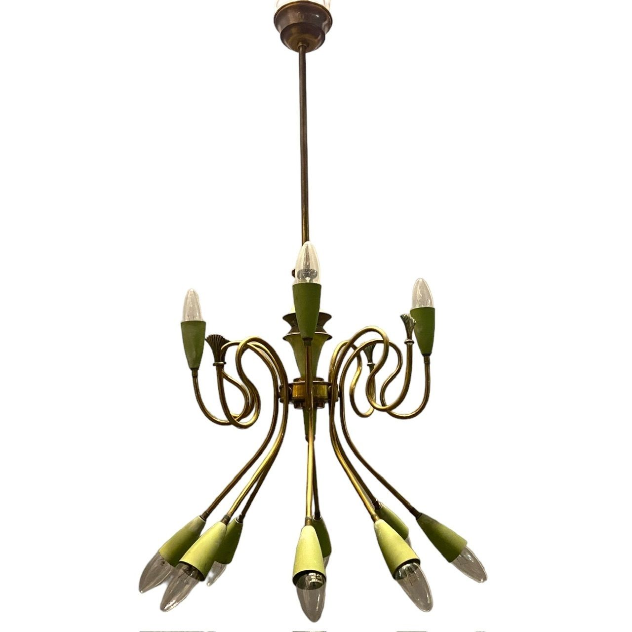 photo furniture Italian Stilnovo Bronze Chandelier 1950’s