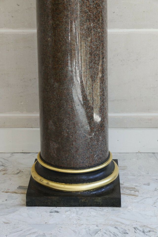 photo furniture Large Neoclassical Granite And Gilt Bronze Column, 20th Century.