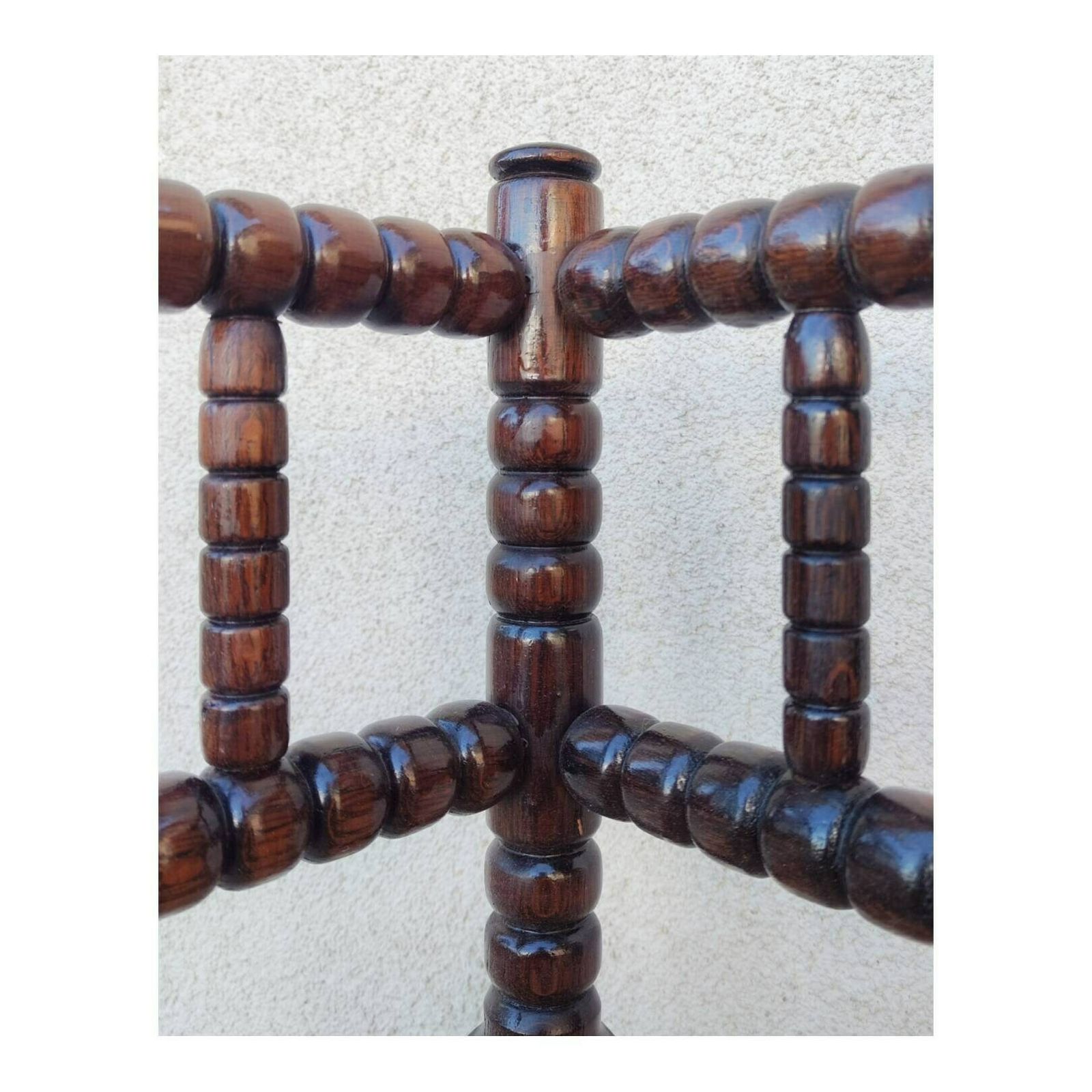 Very Rare Antique French Provincial Carved Oak Bobbin Rush Corner Chair // Pettite Antique Armchair // Made In France In 1910s photo furniture