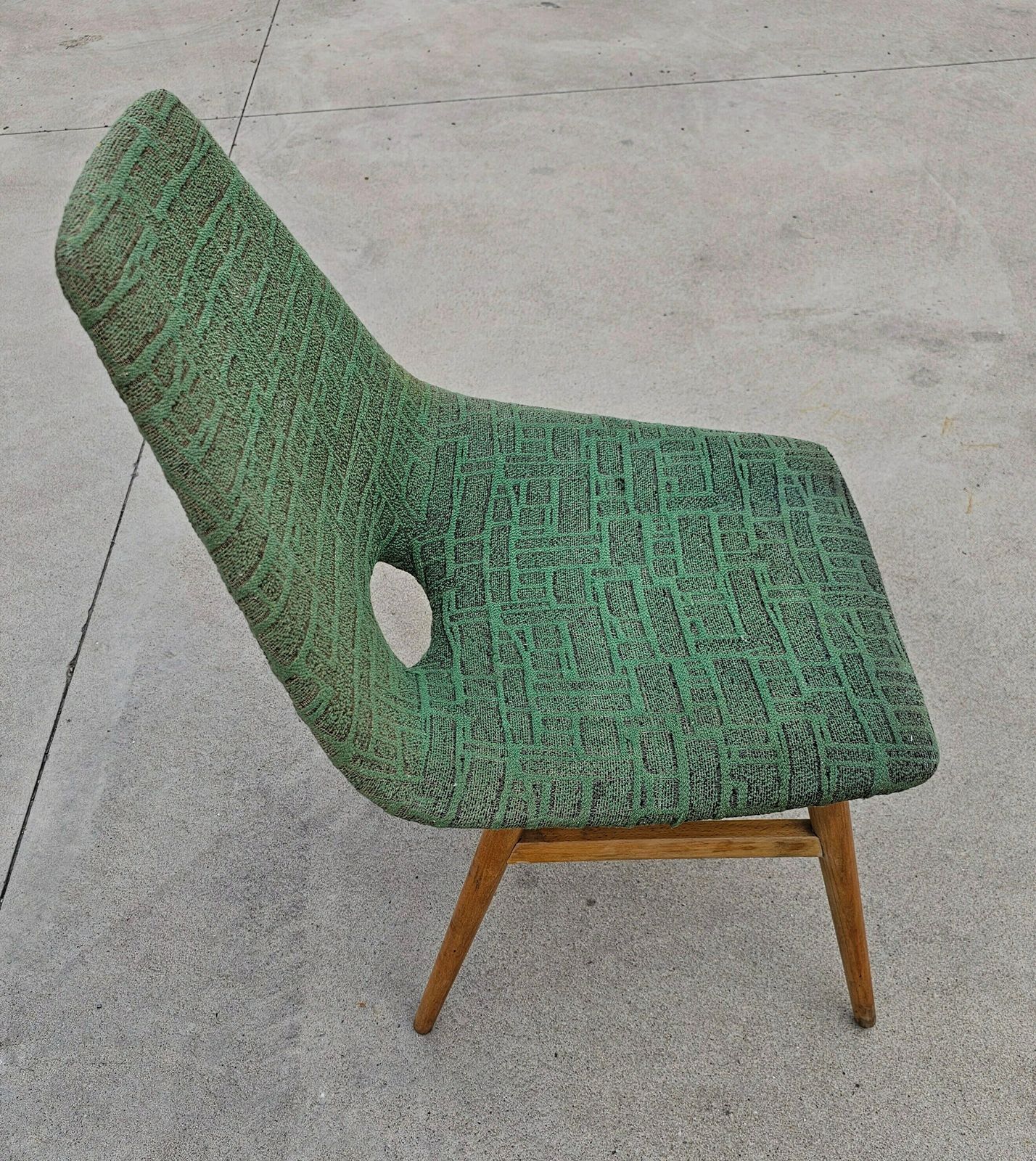 A Rare Mid Century Modern Lounge Chair By Judit Burian With Original Green Fabric // Made In Hungary In 1959 photo 350.0