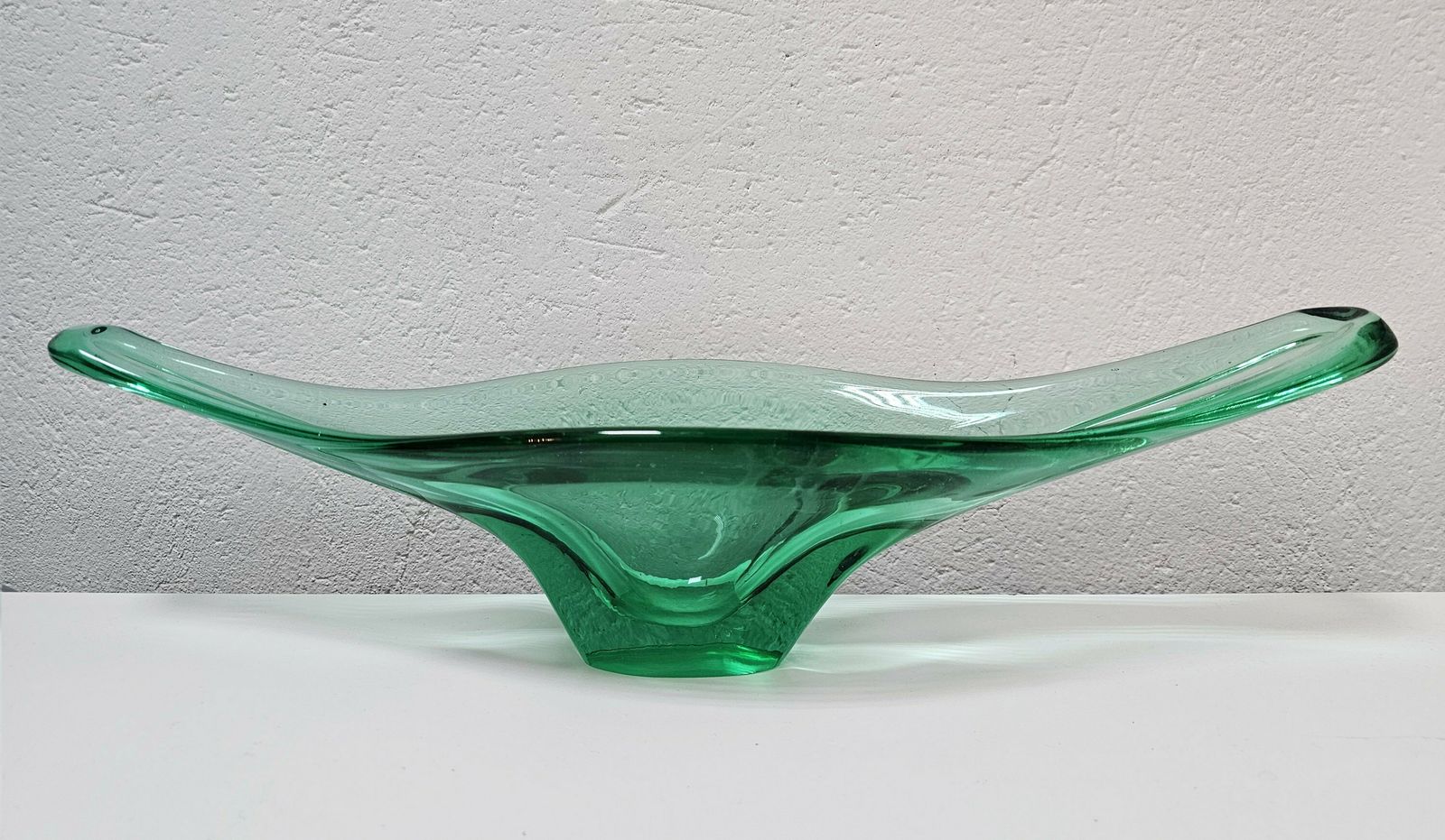 Gorgeous And Rare Xxl Green Murano Glass Bowl // Mid Century Modern Murano Vase Bowl // Handmade In Italy In 1960s