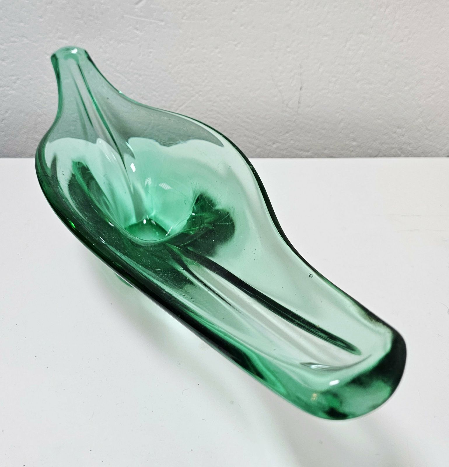 Gorgeous And Rare Xxl Green Murano Glass Bowl // Mid Century Modern Murano Vase Bowl // Handmade In Italy In 1960s photo 405.0