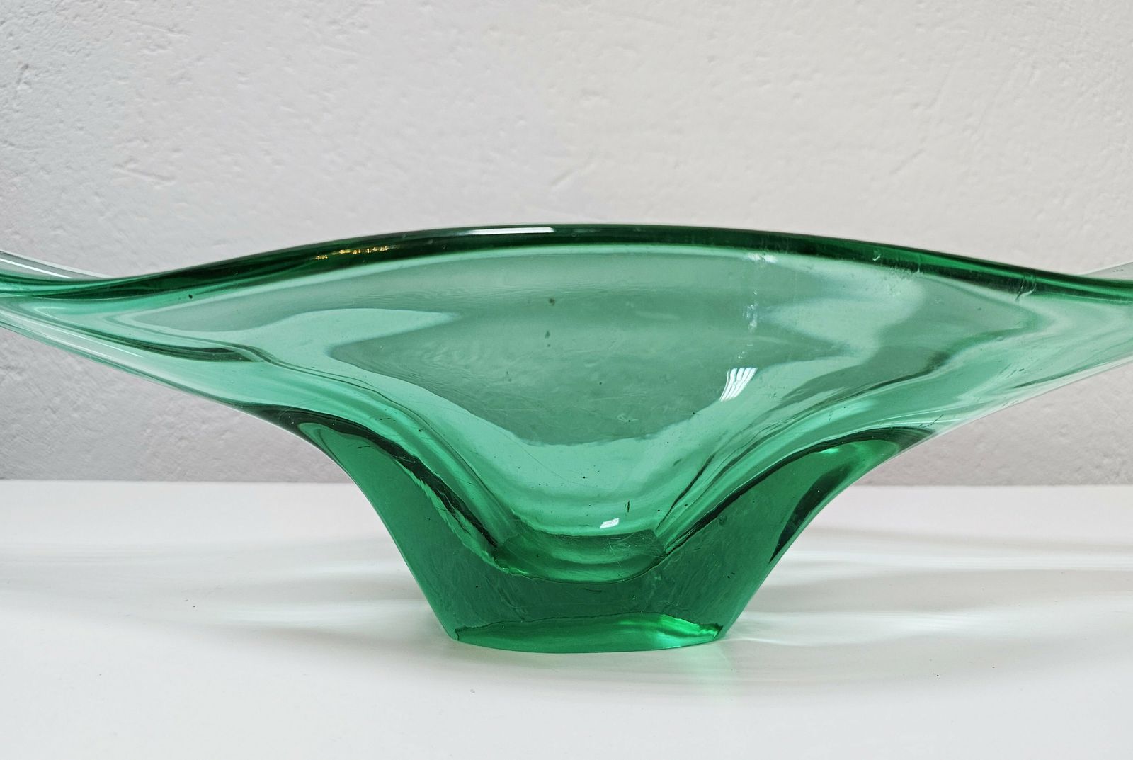 Gorgeous And Rare Xxl Green Murano Glass Bowl // Mid Century Modern Murano Vase Bowl // Handmade In Italy In 1960s photo buy