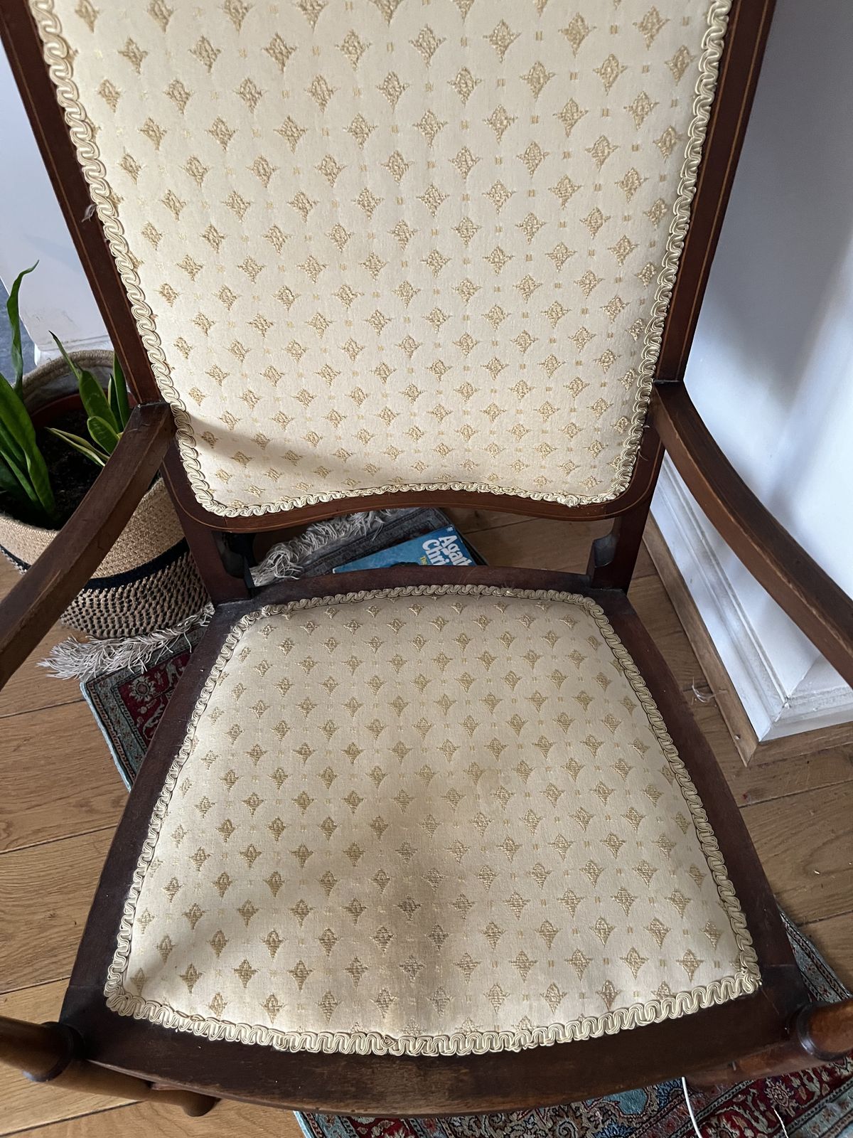 Antique Chair With Arms And Cream Upholstery photo Furniture