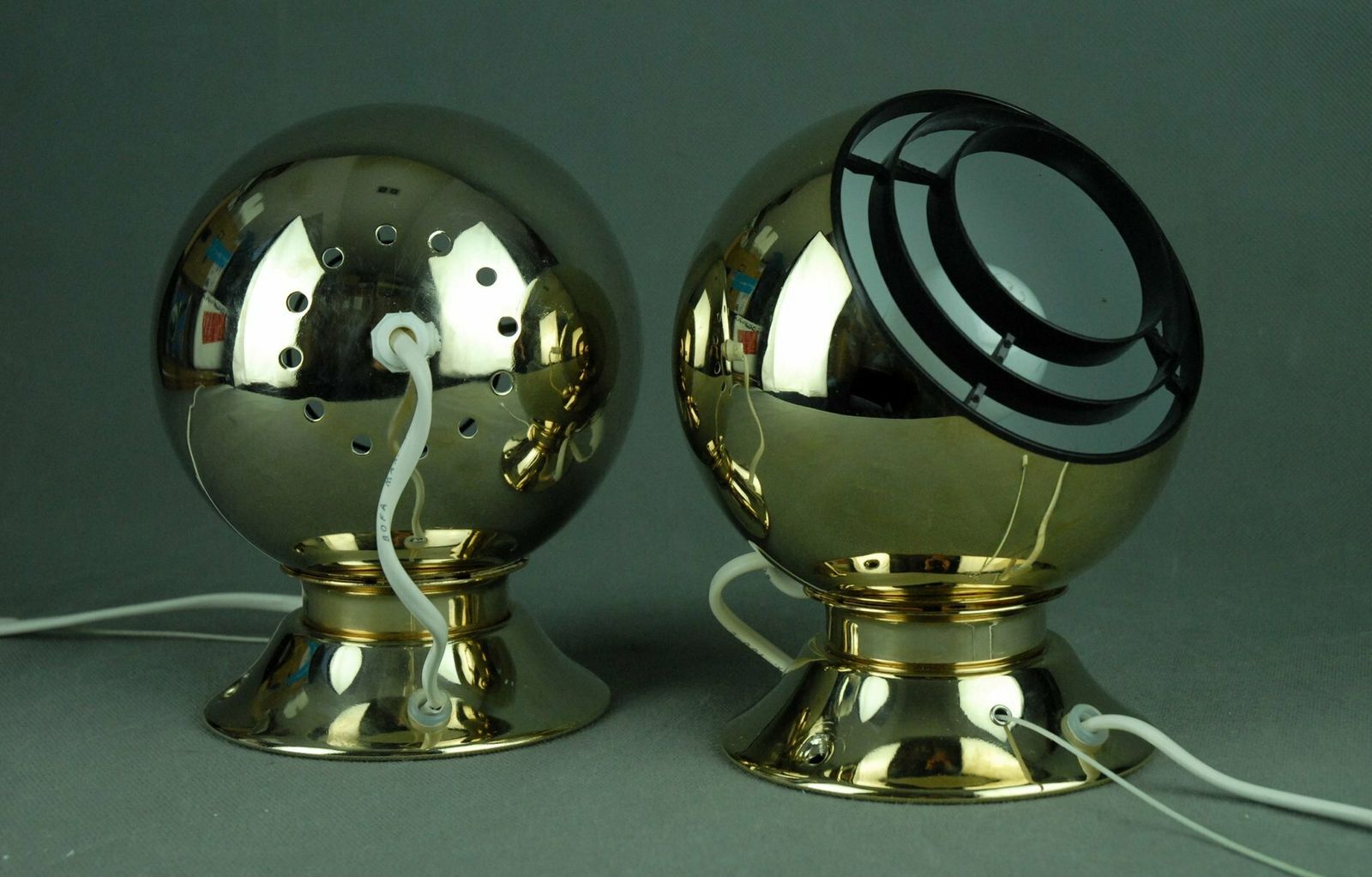 24 Carot Gold Plated Magnetic Eyeball Wall Lamps From Abo Rangers, Denmark, Set Of 2 photo Lighting