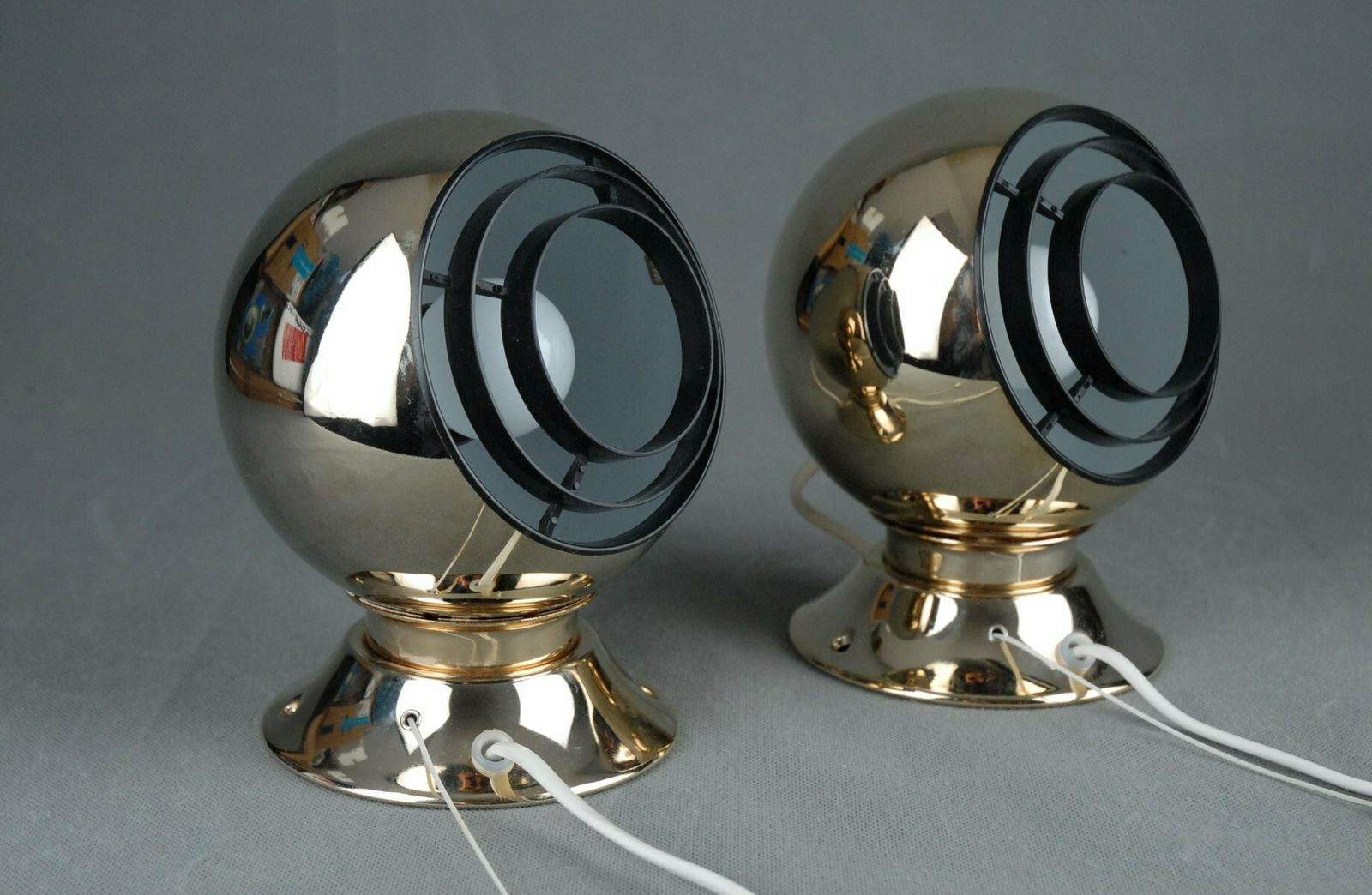 24 Carot Gold Plated Magnetic Eyeball Wall Lamps From Abo Rangers, Denmark, Set Of 2 photo vintage