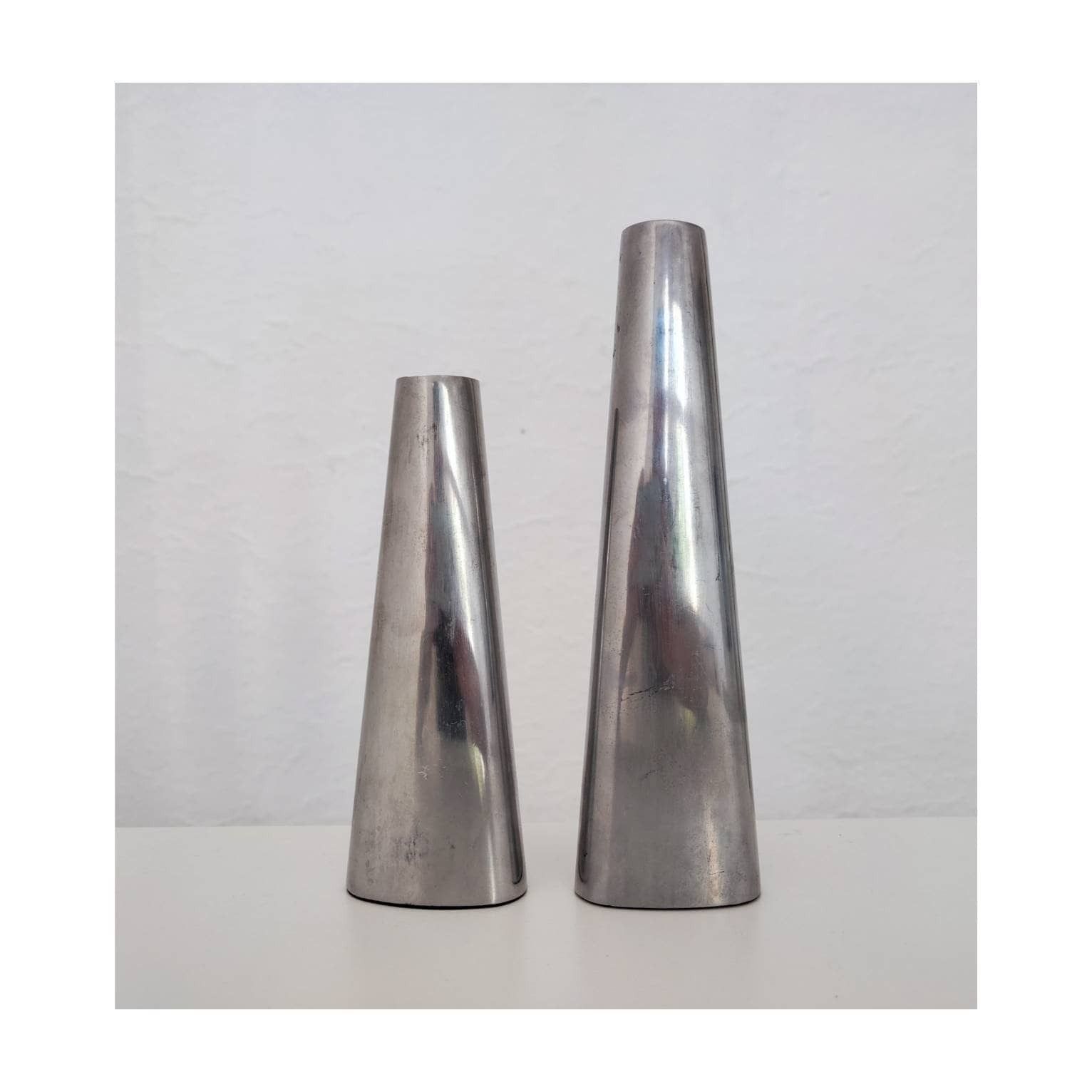 Pair Of Vintage Ikea Chrome Plated Candle Holders // Vintage Candlestick Holders // Modernist Candle Holders // Made In Sweden In 1980s