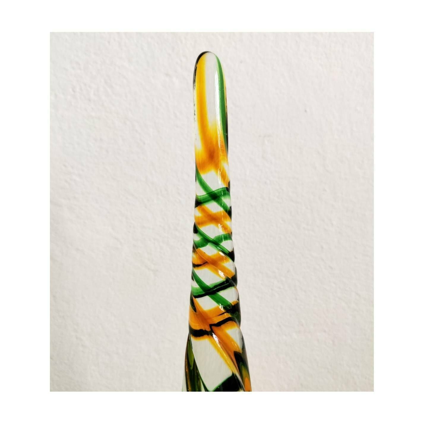 Rare Swirl Glass Vase // Hand Blown Glass Vase With 4 Flower Slots // Made In Czechoslovakia In 1970s photo furniture