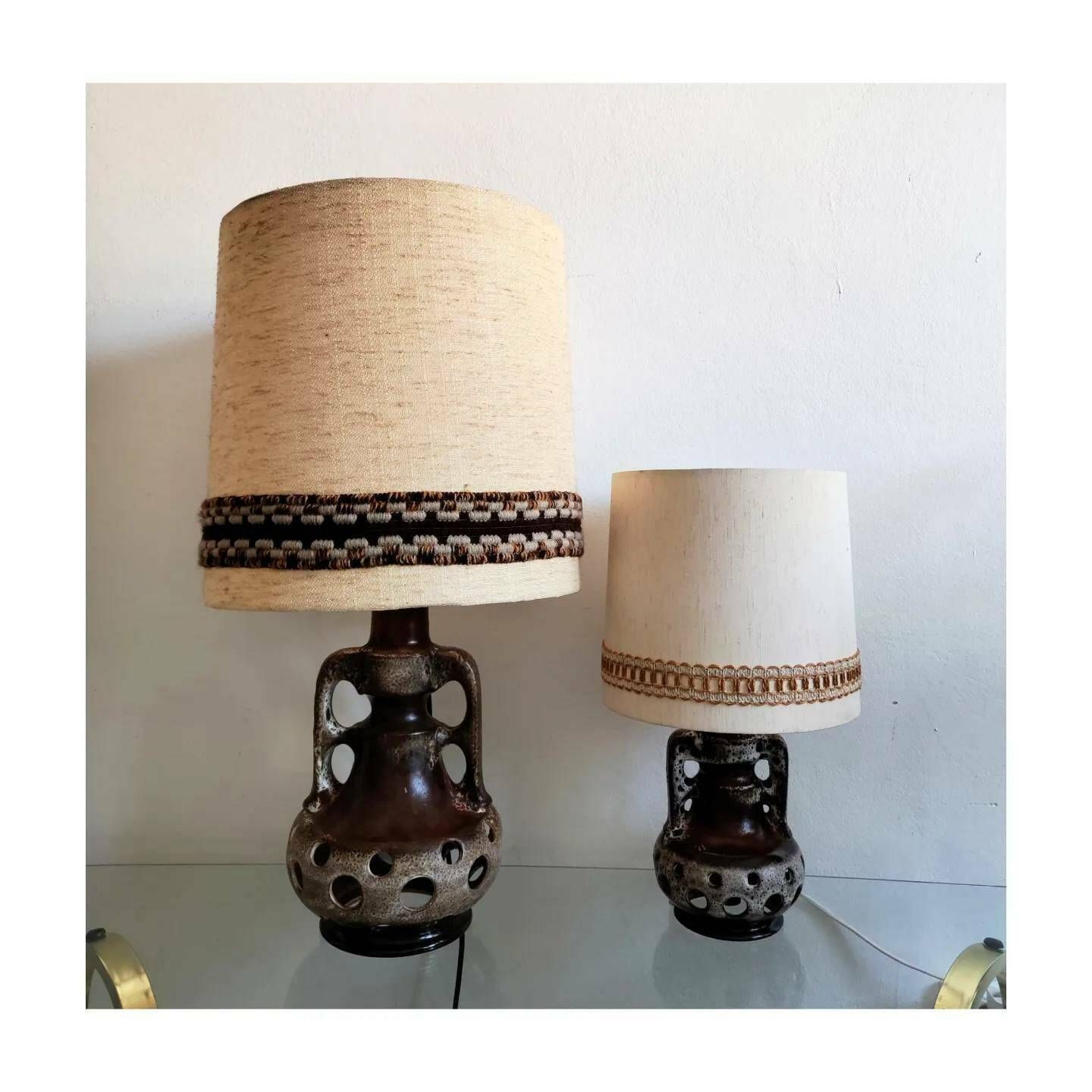 Two Mid Century Modern Fat Lava Table Lamps By Walter Gerhards // 70s Ceramics Table Lamp // Made In West Germany In 1970s photo furniture