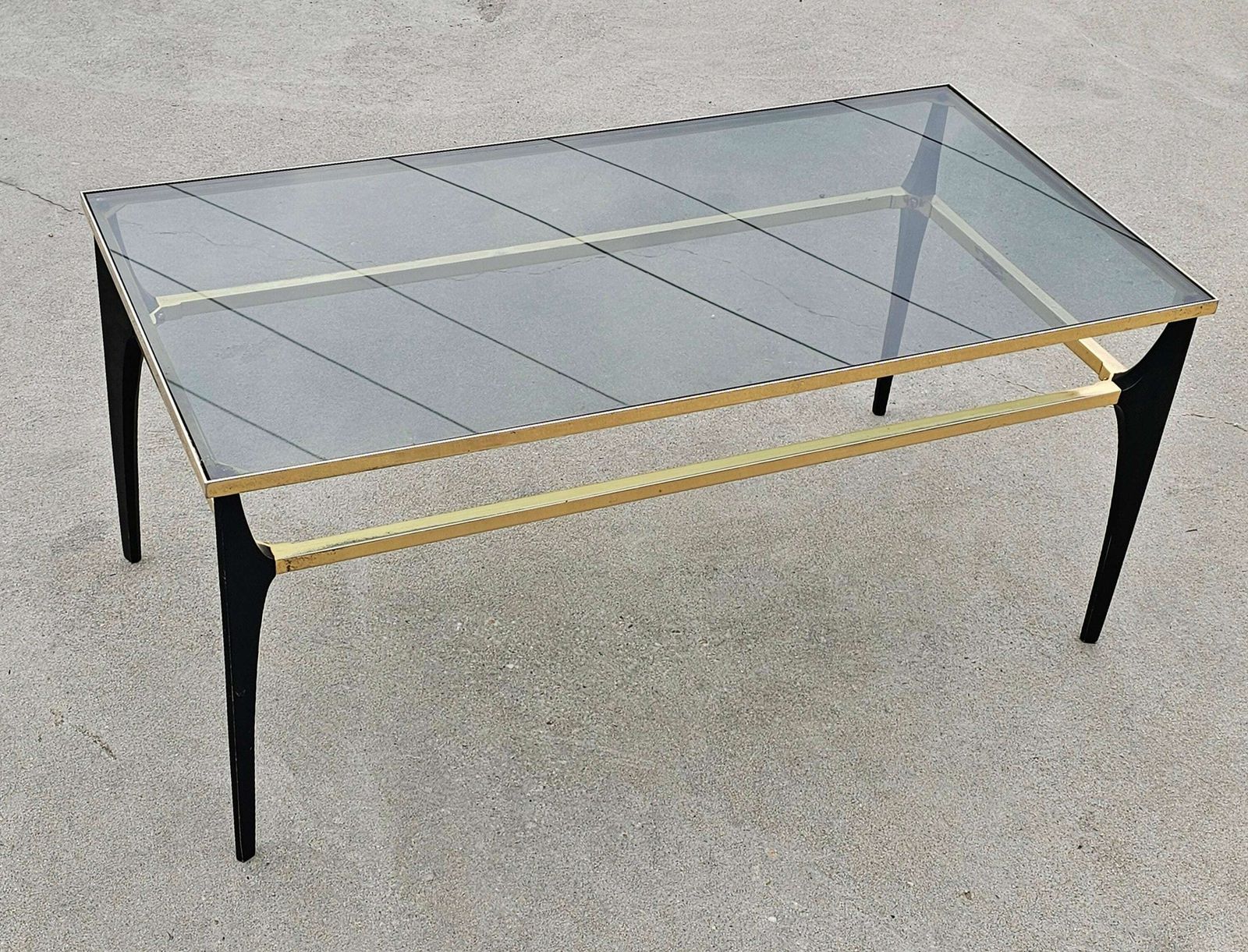Stilnovo Coffee Table In Gold Plated Steel And Smoked Glass // Made In Italy In 1950s
