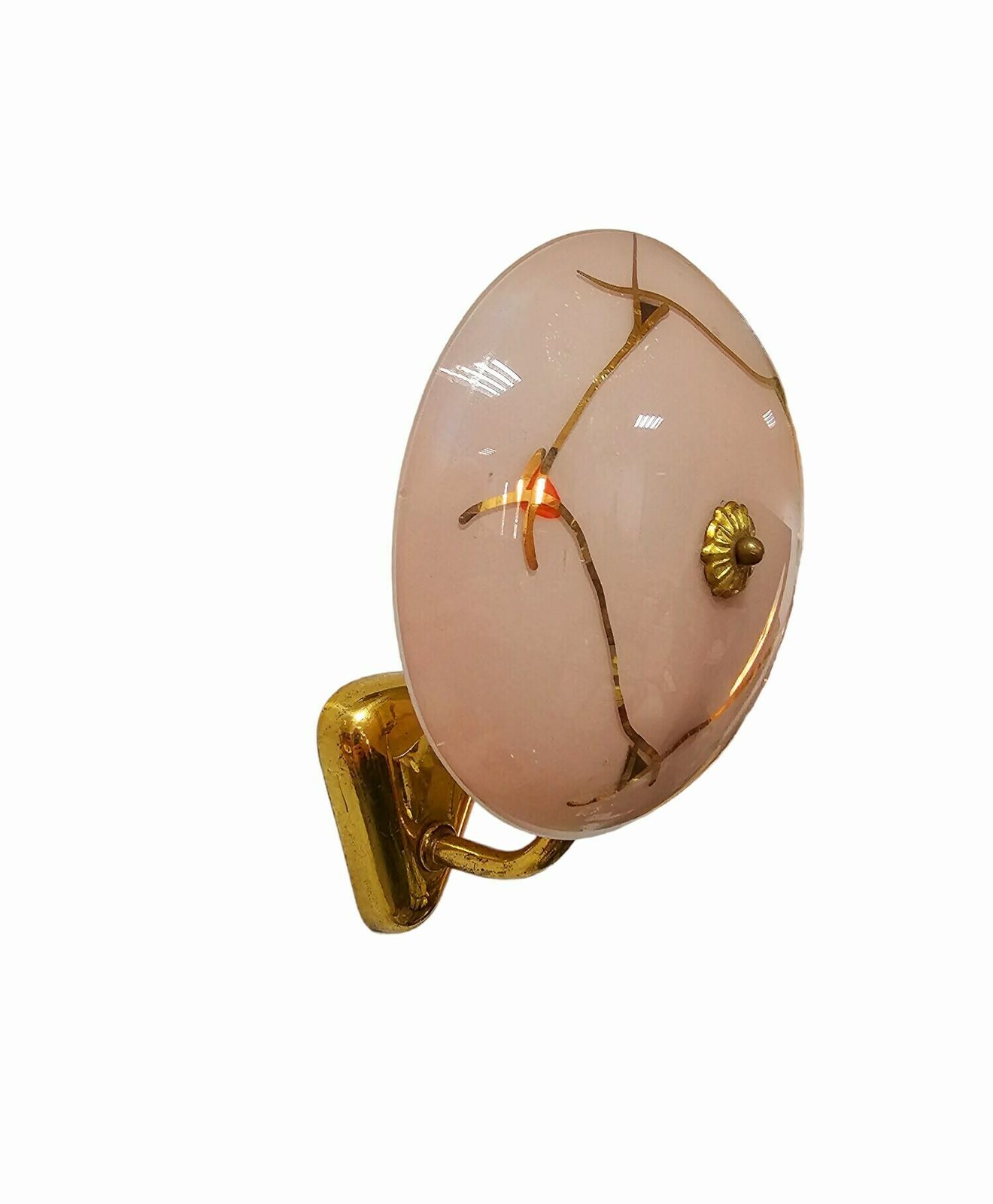 1 Of 3 Very Rare French Bronze Sconces With Powder Pink Glass Shades // Hollywood Regency Sconces // Made In France In 1950s photo buy