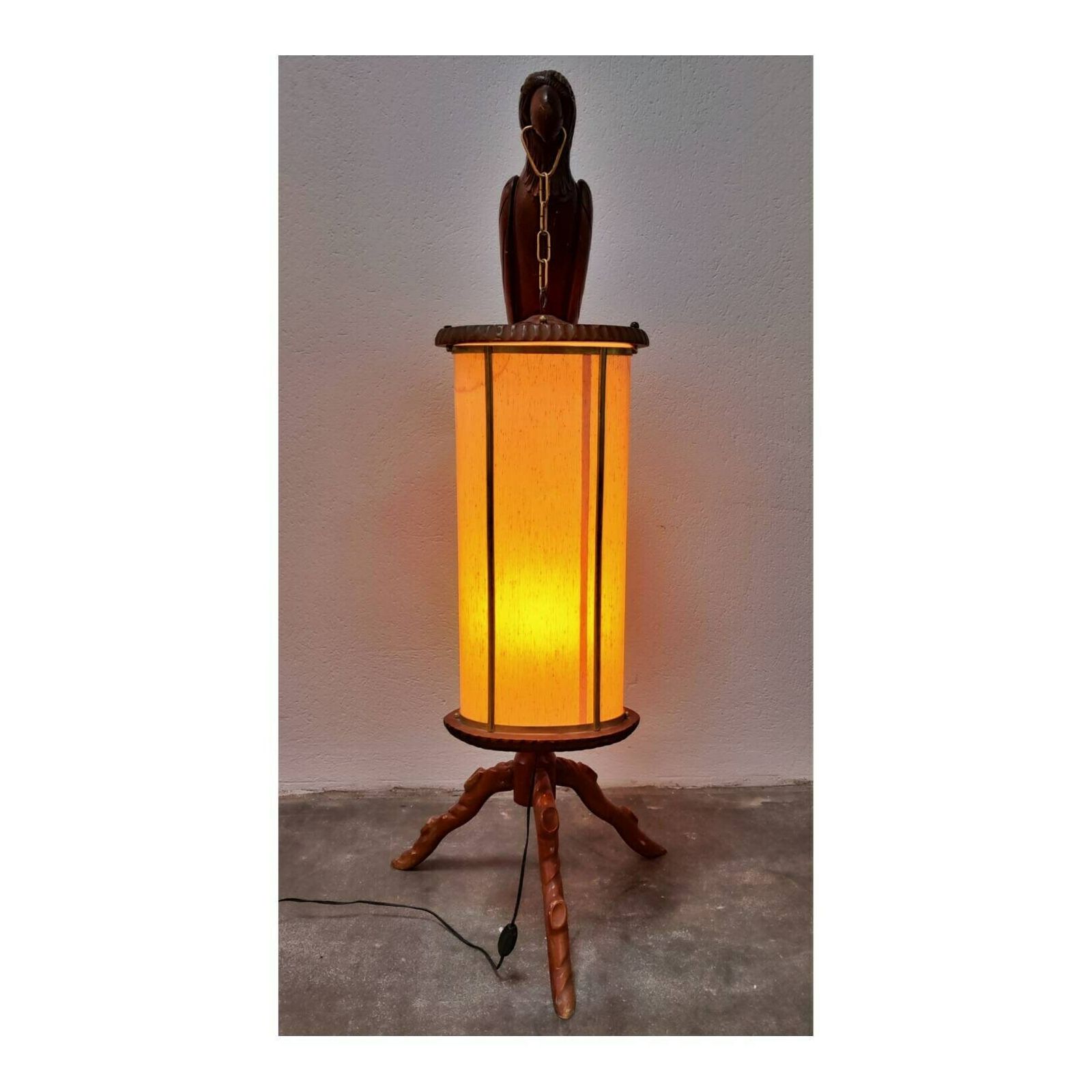 photo for sale Very Rare Mid Century Modern Floor Lamp By Aldo Tura Shaped As Parrot // Parrot Floor Lamp // Made In Italy In 1950s
