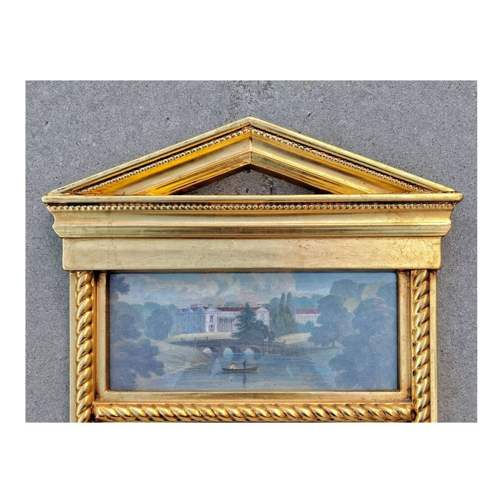 Antique Gilded Neoclassical Mirror In The Manner Of Biedermeier // Gold Plated Antique Mirror // Made In Sweden In 1910s photo furniture