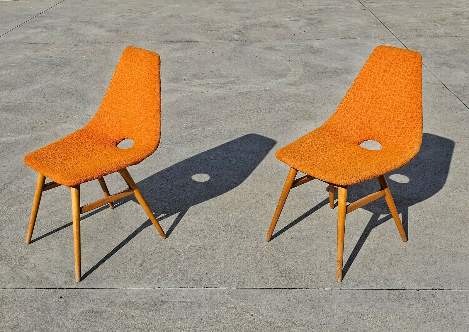 Pair Of Rare Mid Century Modern Lounge Chairs By Judit Burian With Original Fabric // Made In Hungary In 1959 photo Furniture