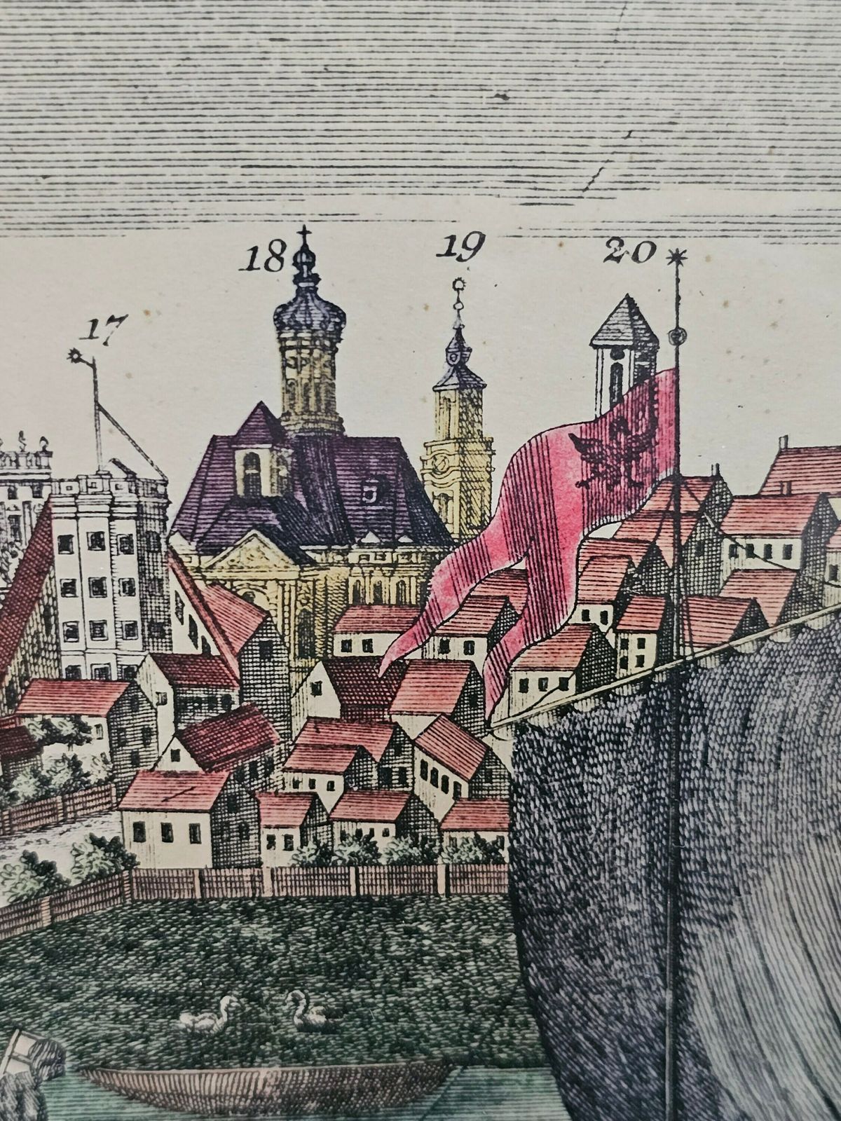 Copper Print Of A Panoramic View Of Berlin And Spree River With With Description Of All Important Buildings, By Johann Friedrich Probst photo vintage