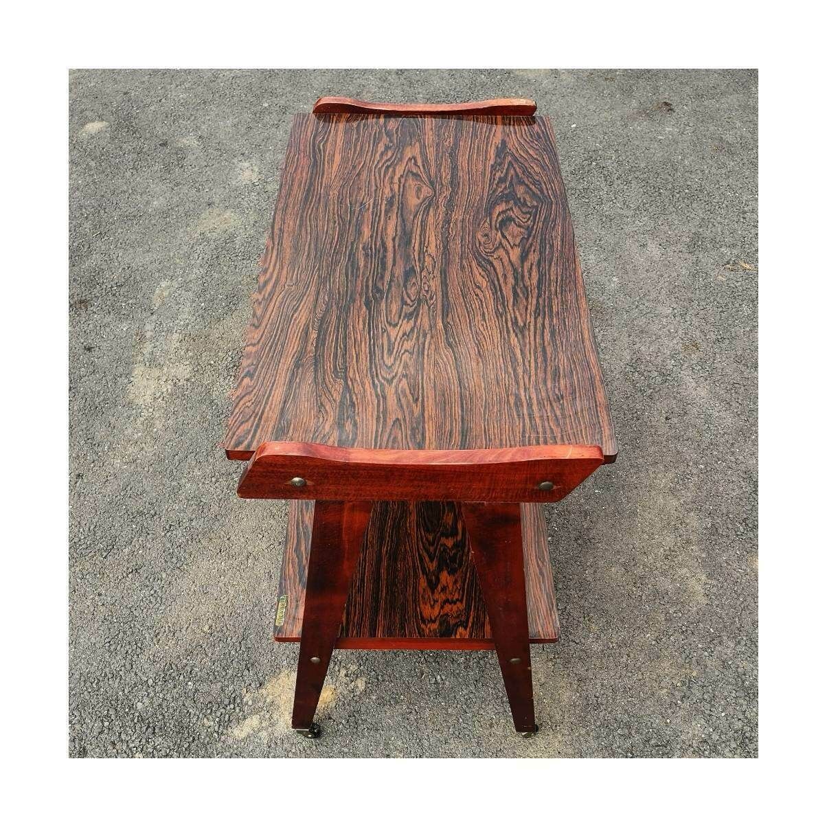 Mid Century Modern Tv Stand On Wheels / Beautiful Vintage Tv Stand With Dramatic Veener / Vintage Side Table / Made In Yugoslavia In 1970s photo buy