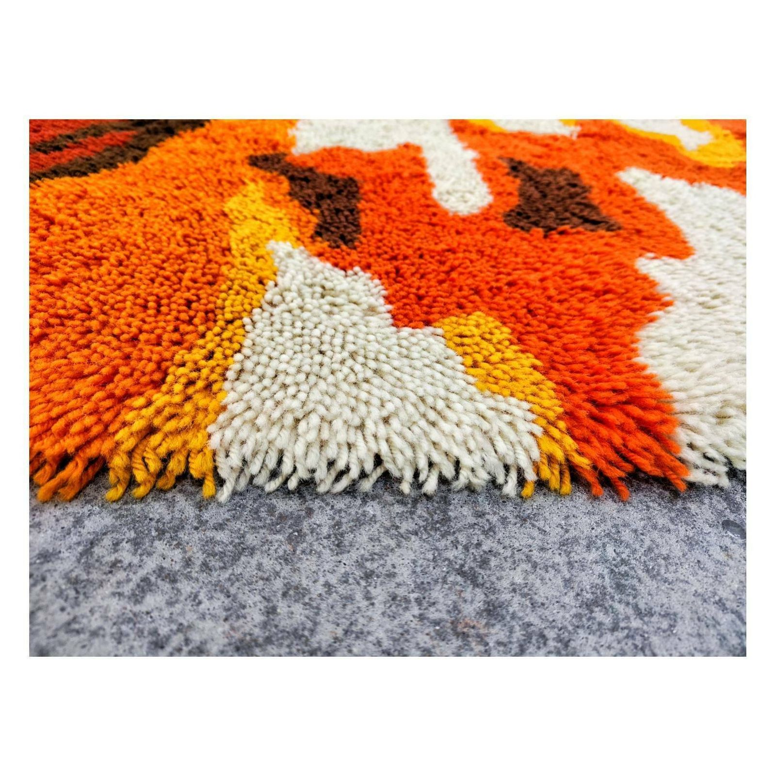 Swedish Rya Rug // Mid Century Rug // Orange And Red Rug // Made In Sweden In 1970s photo 650.0