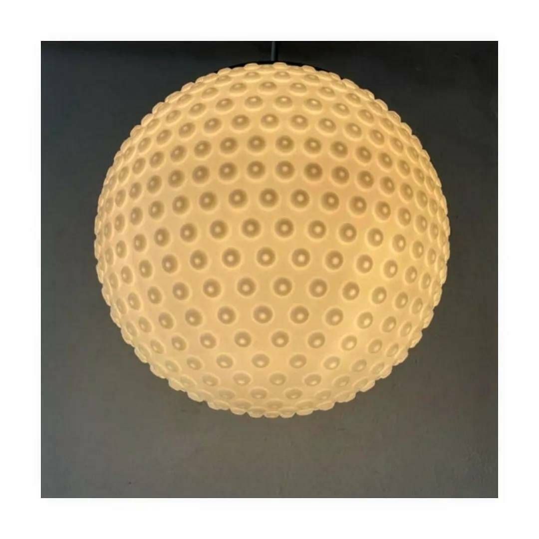 Space Age Opaline Glass Pendant Light By Rolf Kruger For Staff // Hobnail Globe Opaline Glass Pendant // Made In West Germany In 1970s photo vinterior