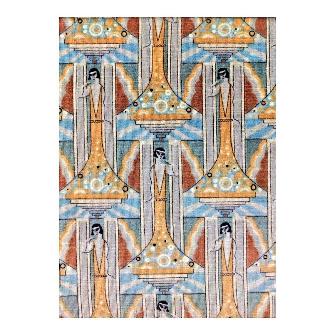 Antique Wall Mounted Coat Rack // Art Deco Coat Rack In Wood, Brass And Fabric With Klimt Esque Motifs // Made In Austria In 1920s photo Furniture