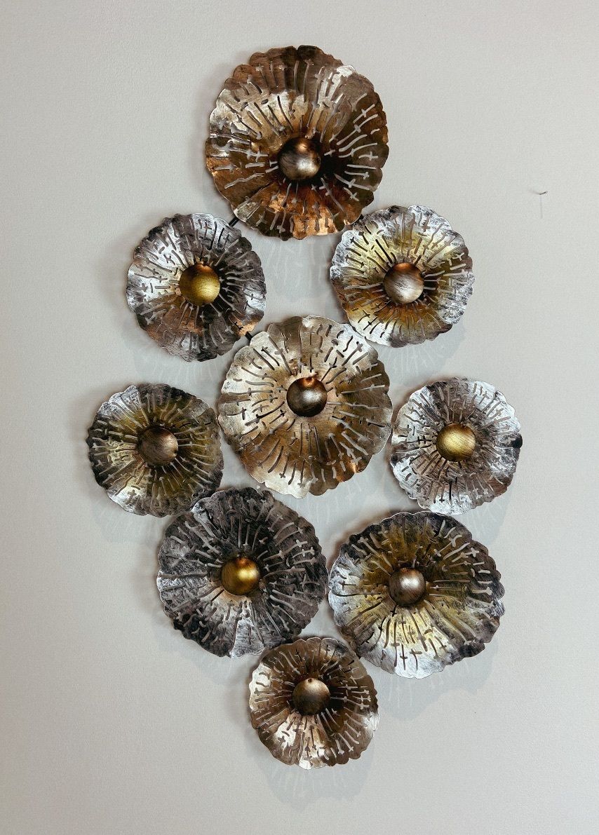 Xl Metal Flower Sculpture For The Wall – 72 Cm photo vintage