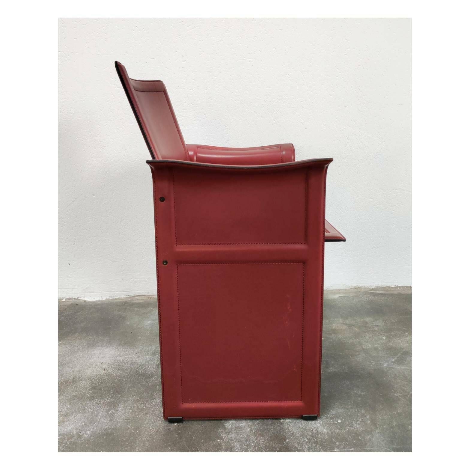 Set Of 4 Leather Dining Chairs By Tito Agnoli For Matteo Grassi // Korium Chair By Tito Agnoli // Korium Armchair // Made In Italy In 1979 photo for sale