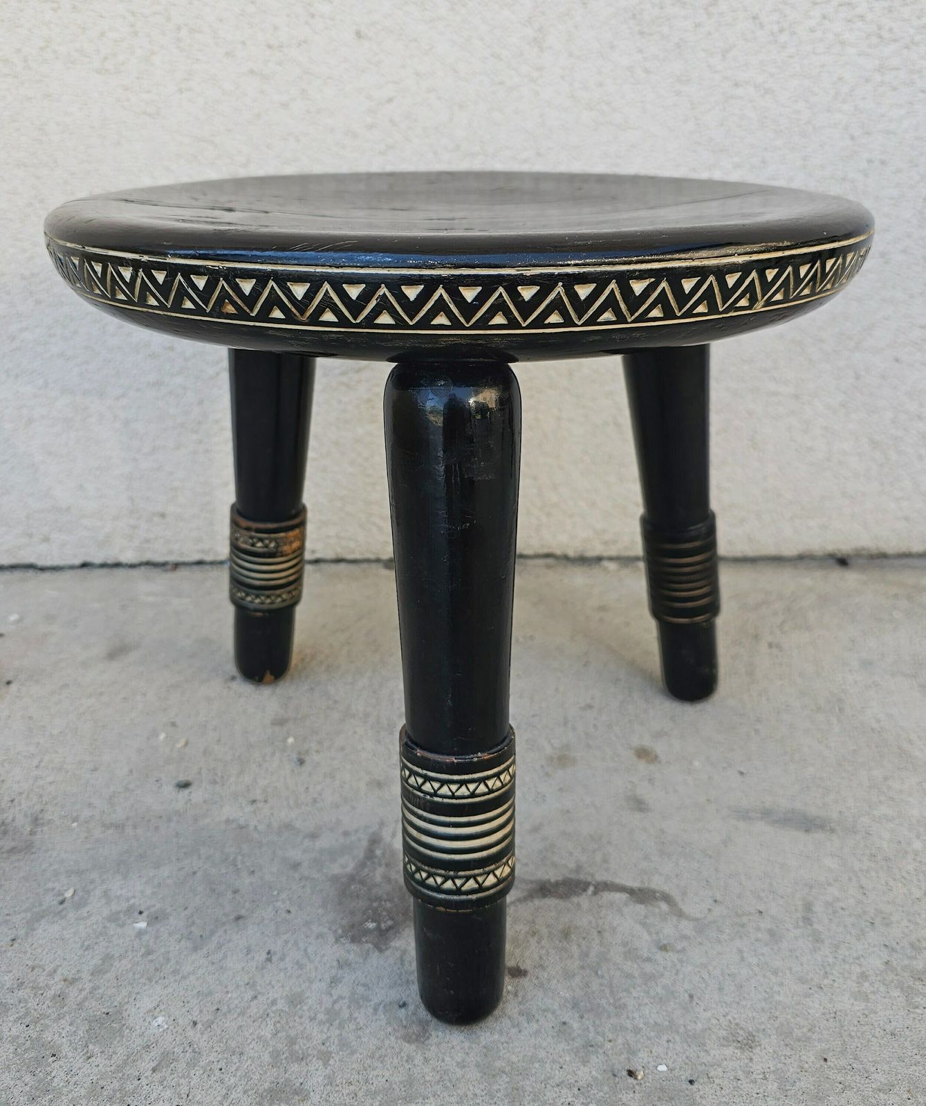 Extremely Rare Antique Wooden Coffee Table With 6 Stools By Ettore Zacchari // Antique Hand Carved Coffee Table // Made In Italy In 1905 photo for sale