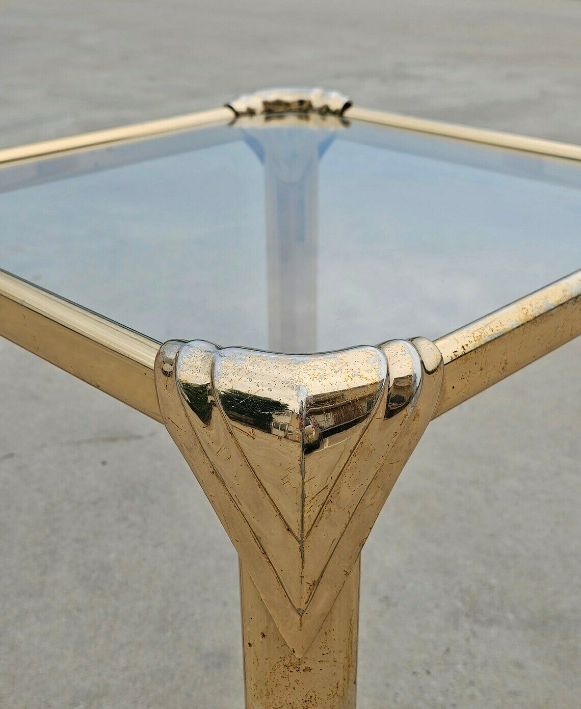 Hollywood Regency Gold Plated Side Table // Vintage Side Table Done In Galvanized Aluminum // Made In Italy In 1960s photo vinterior