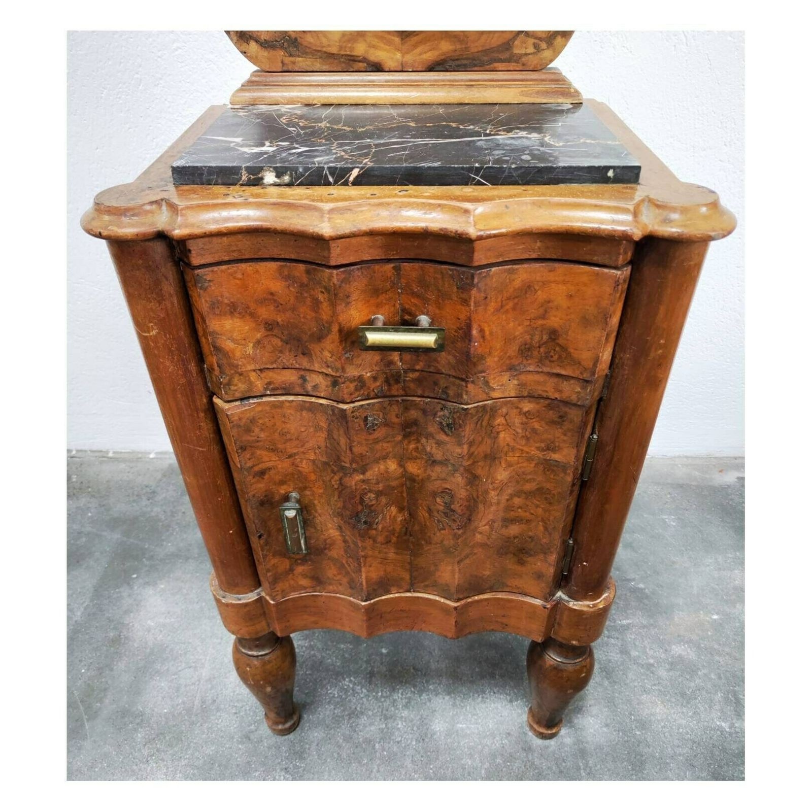 photo furniture Pair Of Antique Nightstands In Walnut Burl And Marble // Art Deco Nightstands // Art Deco Bedside Cabinets // Made In Italy In 1920s
