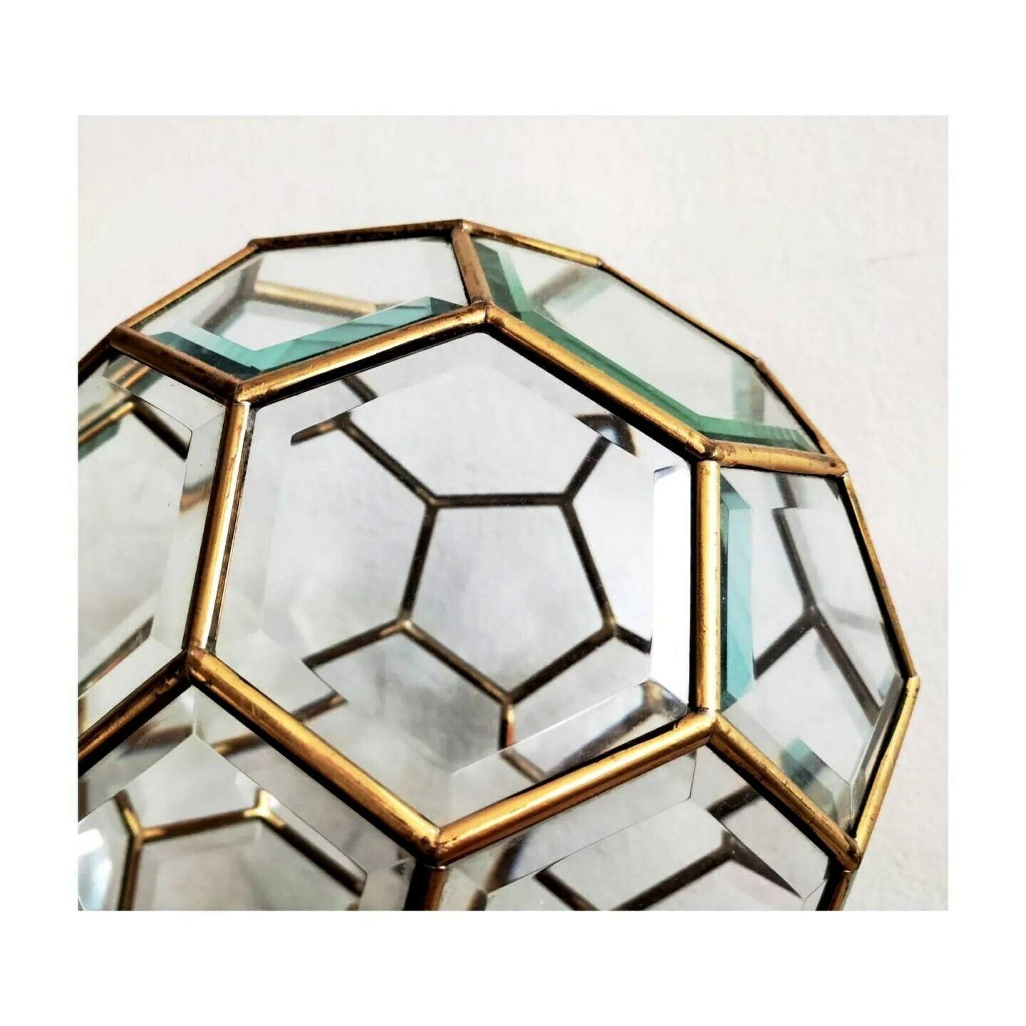 Adolf Loos Style Lamp // Brass And Faceted Glass Table Lamp // Art Deco Lamp // Geometrical Lamp // Made In Austria In 1960s photo 1500.0