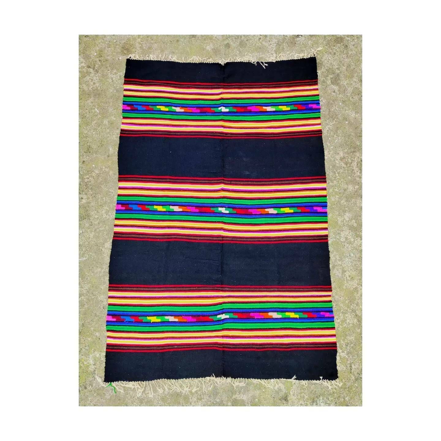 Very Rare Mid Century Modern Yugoslav Kilim With Geometrical Patterns // Handwoven Rainbow Kilim // Made In Yugoslavia In 1960s