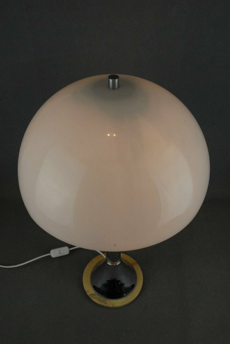 photo for sale Vintage Perspex Chrome & Marble Base Mushroom Table Lamp By Oma Fabbrica Lampadari, Italy, 1960s
