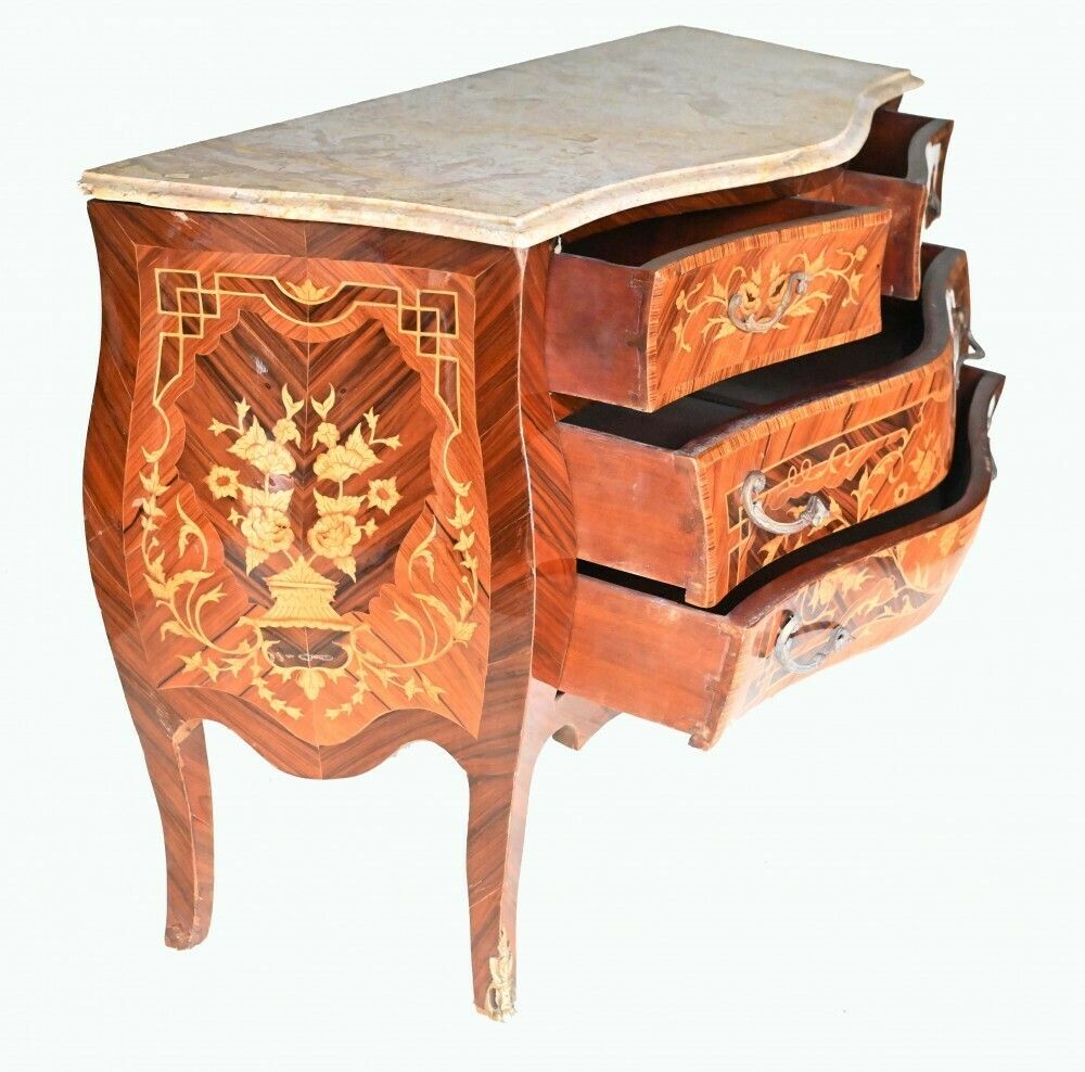 photo for sale Bombe Chest Of Drawers Empire Commode Marquetry Inlay