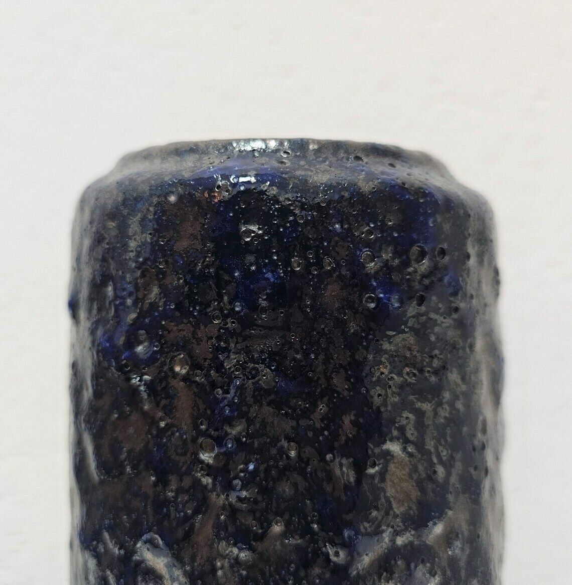Vintage Fat Lava Ceramic Cylindervase In Cobalt Blue And Silver From Scheurich Model 532 28 / Wgp Vase / Made In Germany In 1970s photo furniture
