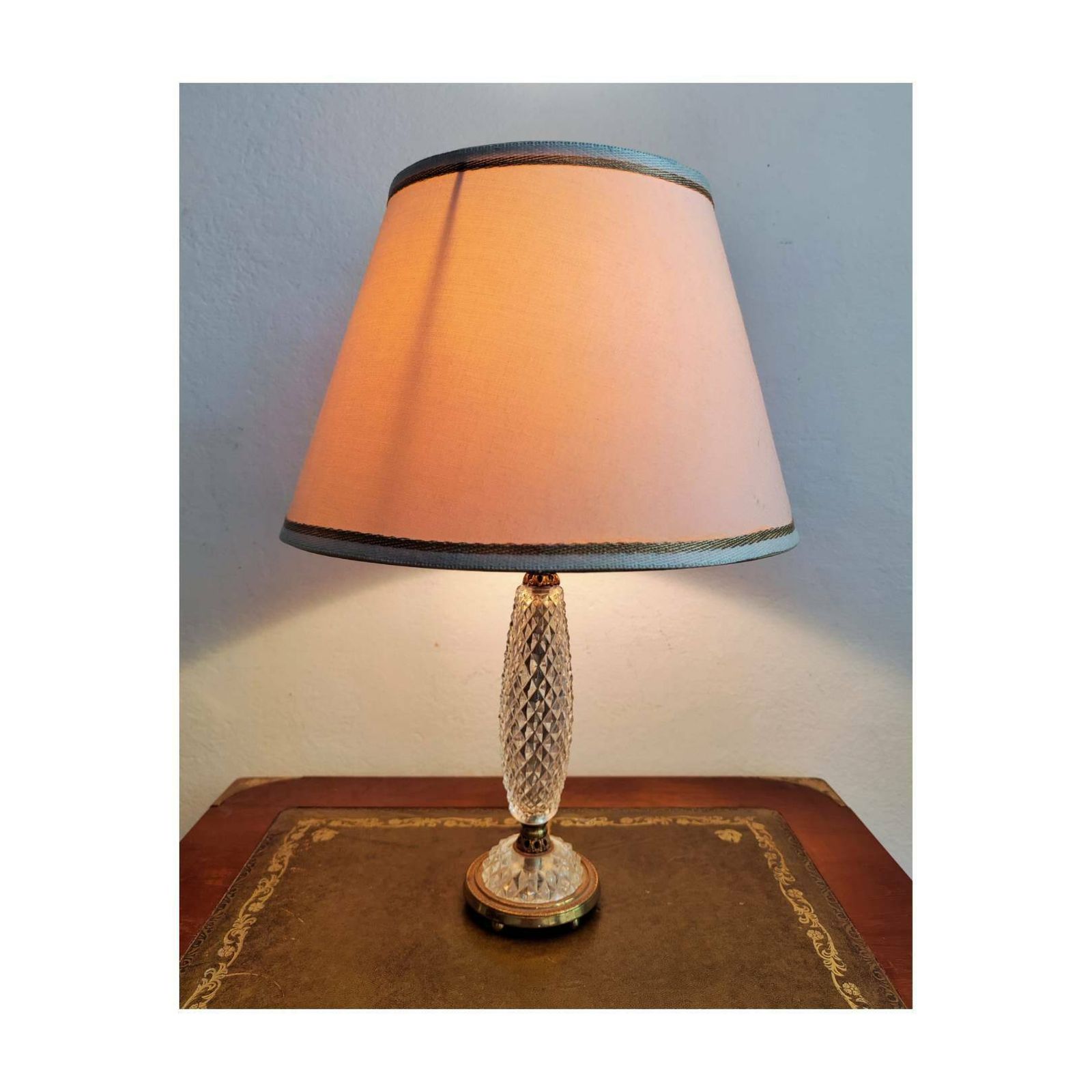 Gilt Bronze And Crystal Bedside Lamps // Diamond Point Crystal Lamps // Hollywood Regency Lamps // Made In Italy In 1950s photo furniture