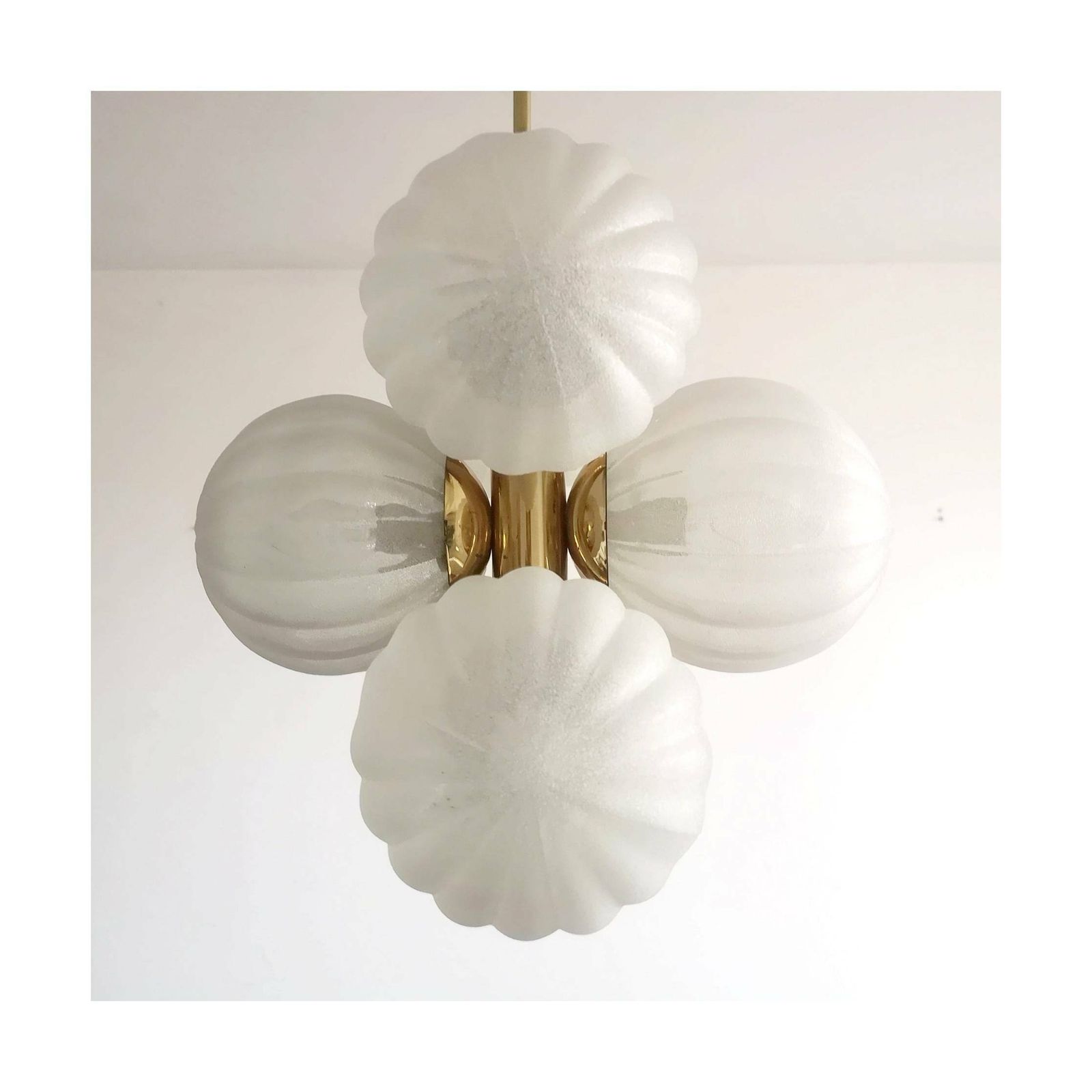 Golden 6 Arm Mid Century Modern Chandelier By Kaiser Leuchten // Golden Sputnik Chandelier // Made In Germany (1960s)
