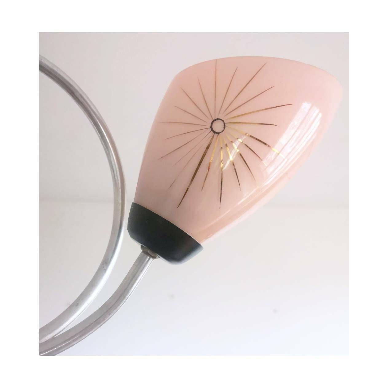 Art Deco Chandelier Shaped As Trumpet // Pink Art Deco Chandelier // Made In Yugoslavia In 1960s photo for sale