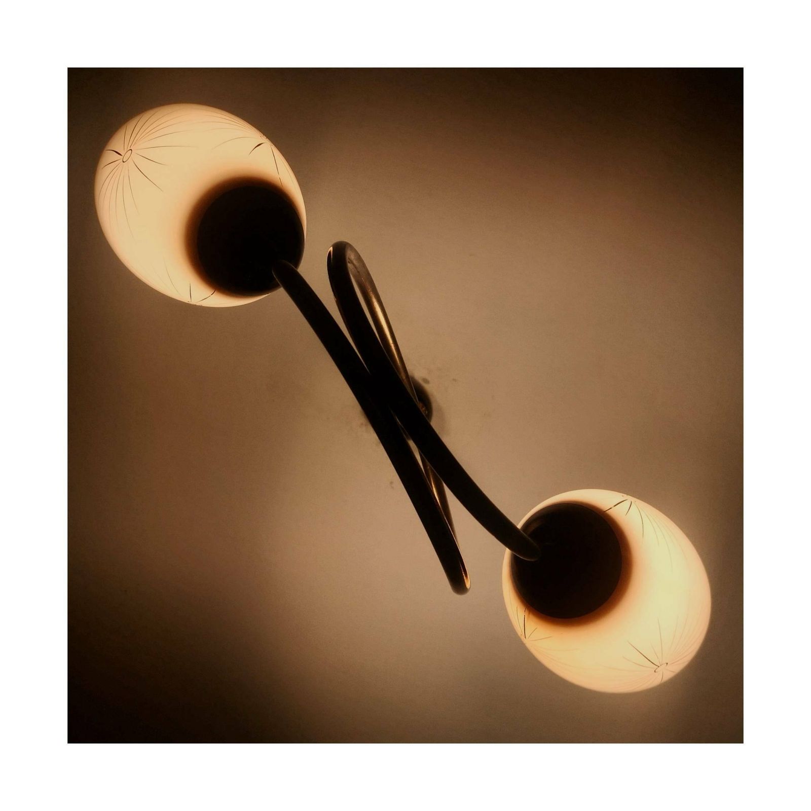 Art Deco Chandelier Shaped As Trumpet // Pink Art Deco Chandelier // Made In Yugoslavia In 1960s photo vinterior