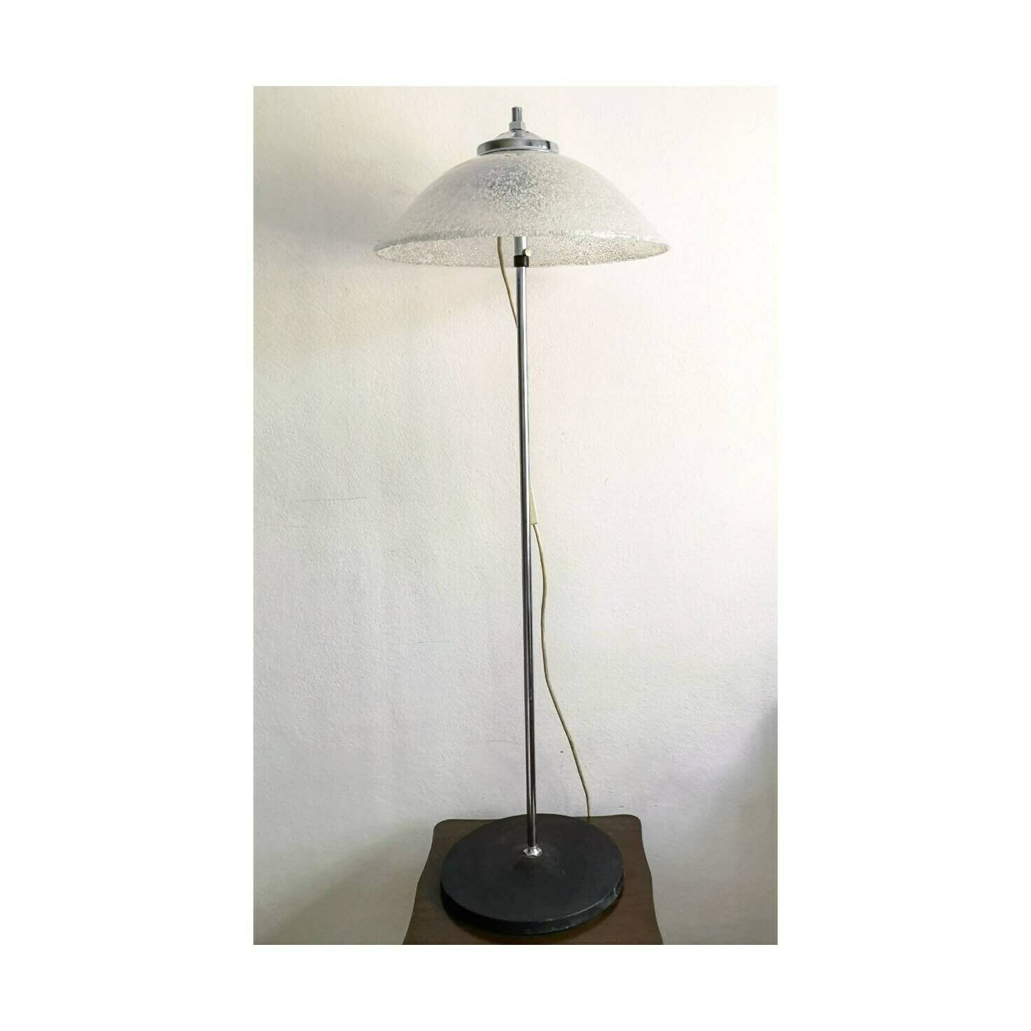 Mid Century Modern Murano Glass Floor Lamp // Tall Murano Glass Lamp // Iced Murano Glass Lamp // Made In Italy In 1970s photo furniture