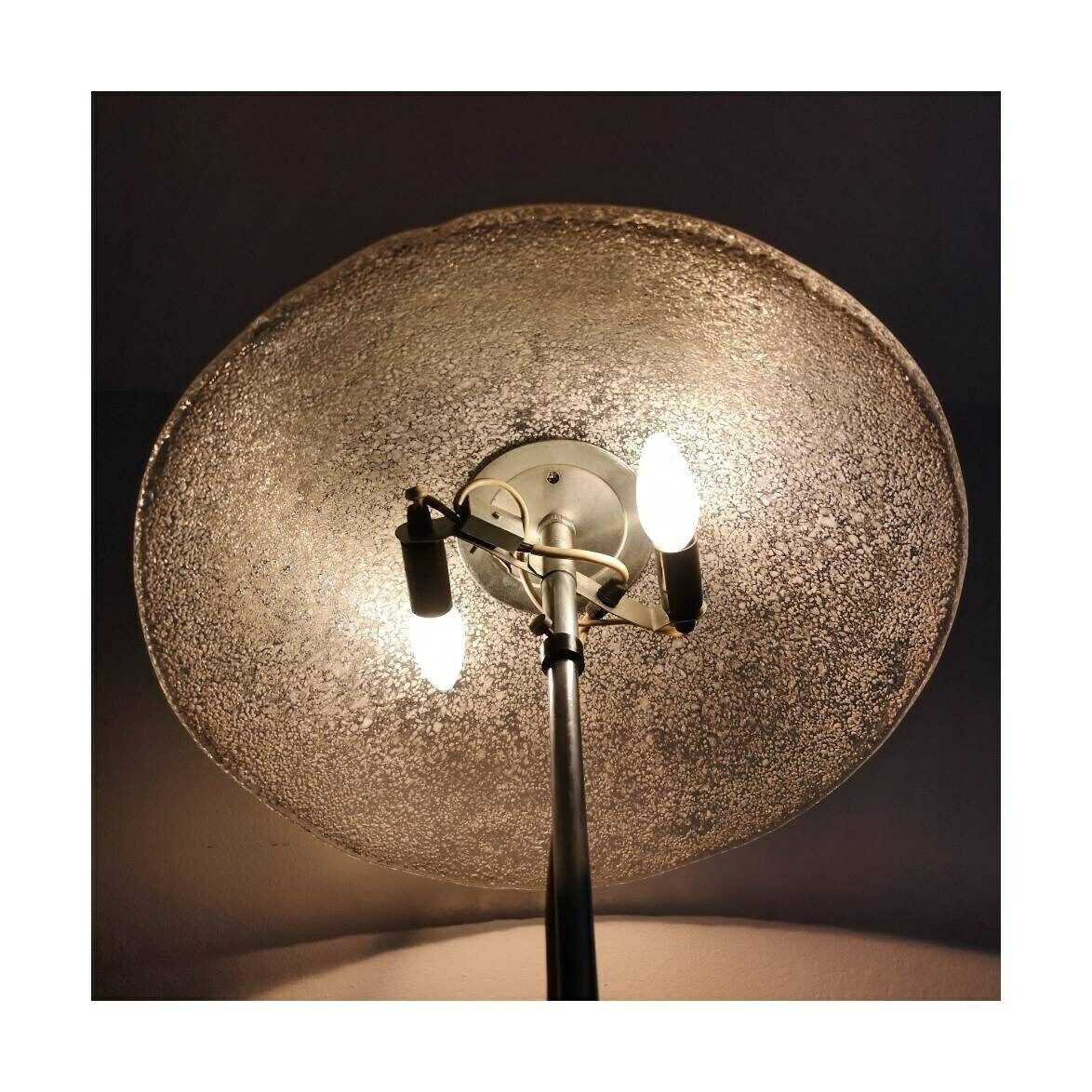 Mid Century Modern Murano Glass Floor Lamp // Tall Murano Glass Lamp // Iced Murano Glass Lamp // Made In Italy In 1970s photo 795.0